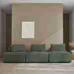 Set van 3 modulaire corduroy fauteuils in groen met kussen Photo1