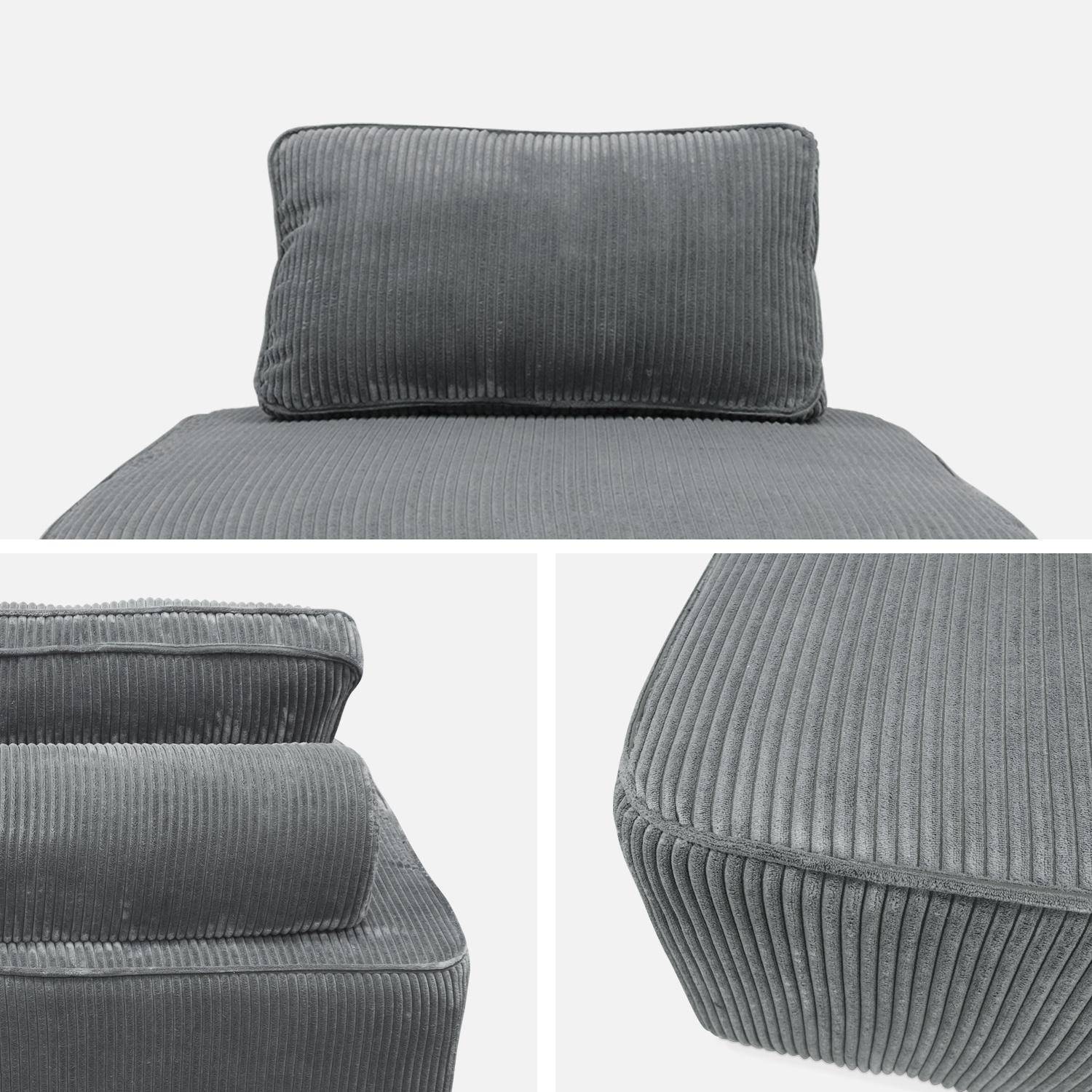 Sessel ohne Armlehne mit grauem Cordbezug für ein modulares Sofa,sweeek,Photo5