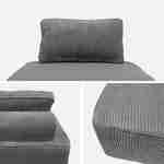 Chauffeuse  pour canapé modulable velours côtelé gris avec un coussin  Photo5