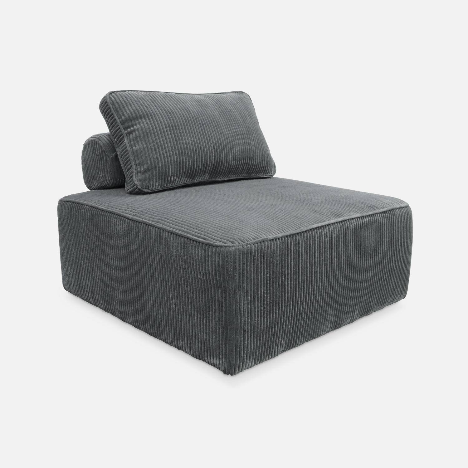 3er Set Sessel ohne Armlehne mit grauem Cordbezug für ein modulares Sofa Photo5