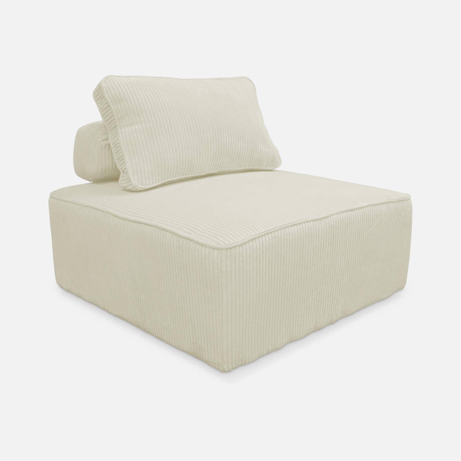 Sessel ohne Armlehne mit cremefarbenem Cordbezug für ein modulares Sofa Photo4