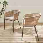 Pair of garden armchairs with rope and galvanised steel, black and beige Photo2