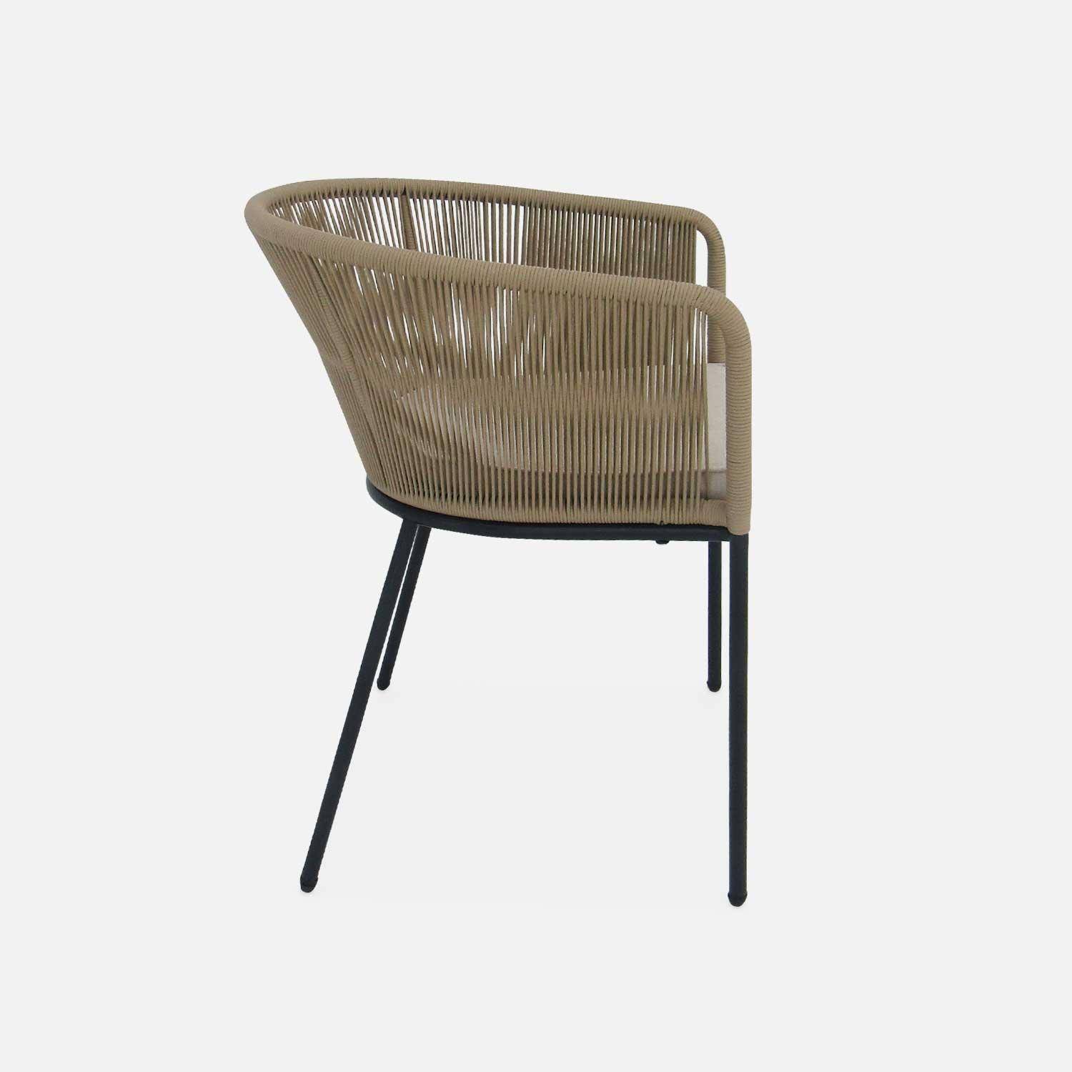 Set of 4 metal and rope garden chairs, Santos, Beige, 56.5x59x79 cm Photo6 Set of 4 metal and rope garden chairs, Santos, Beige, 56.5x59x79 cm Photo6