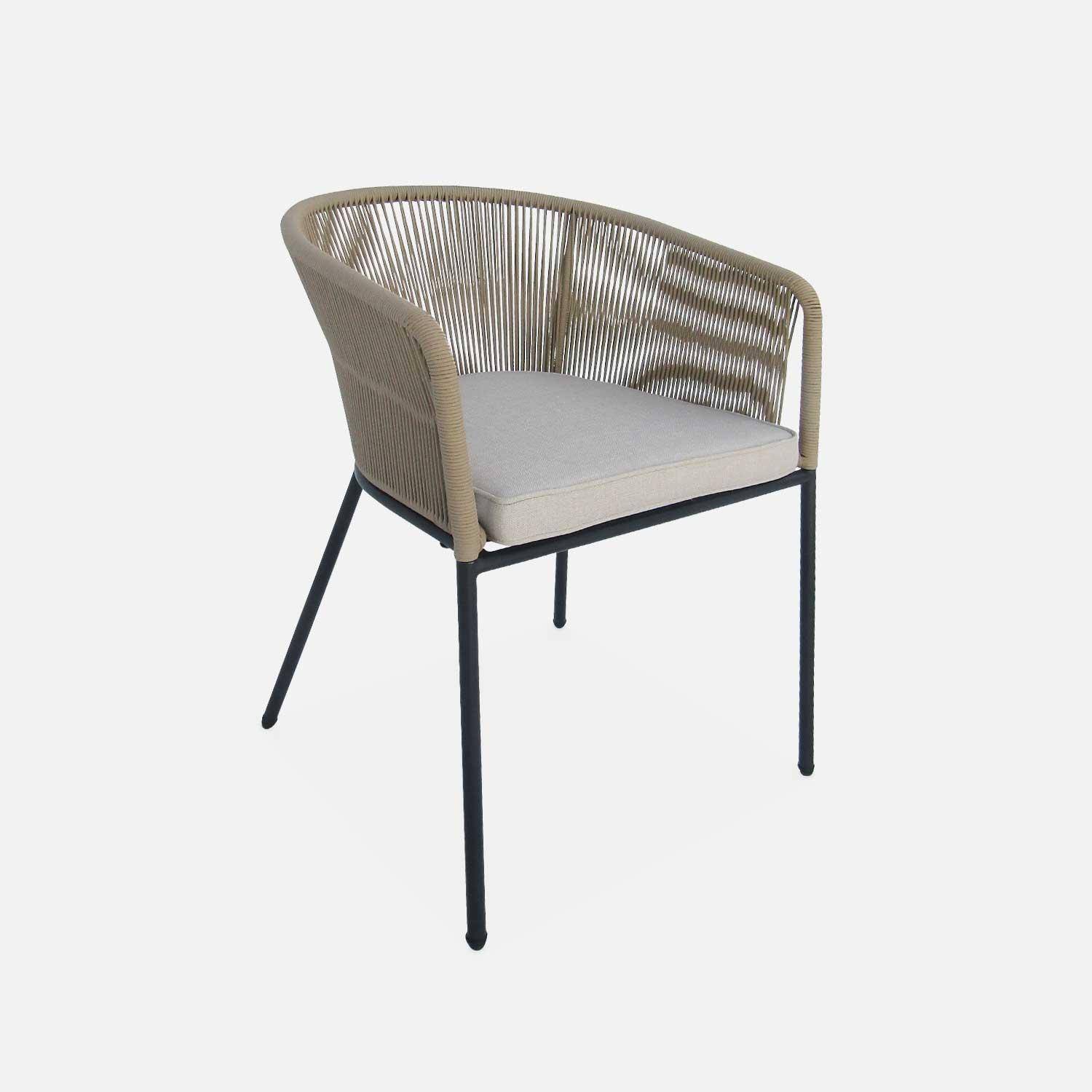 Set of 4 metal and rope garden chairs, Santos, Beige, 56.5x59x79 cm Photo5 Set of 4 metal and rope garden chairs, Santos, Beige, 56.5x59x79 cm Photo5