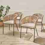 Set of 4 metal and rope garden chairs, Santos, Beige, 56.5x59x79 cm Photo1 Set of 4 metal and rope garden chairs, Santos, Beige, 56.5x59x79 cm Photo1