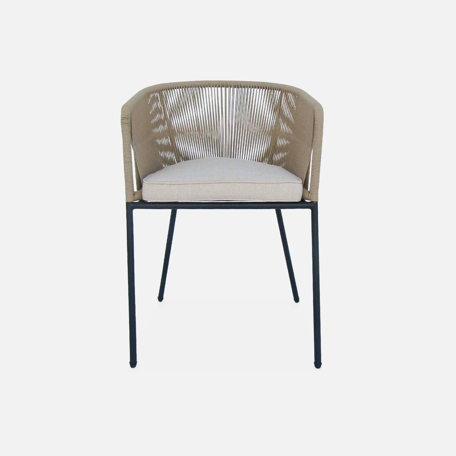 Set of 4 metal and rope garden chairs, Santos, Beige, 56.5x59x79 cm Photo4 Set of 4 metal and rope garden chairs, Santos, Beige, 56.5x59x79 cm Photo4