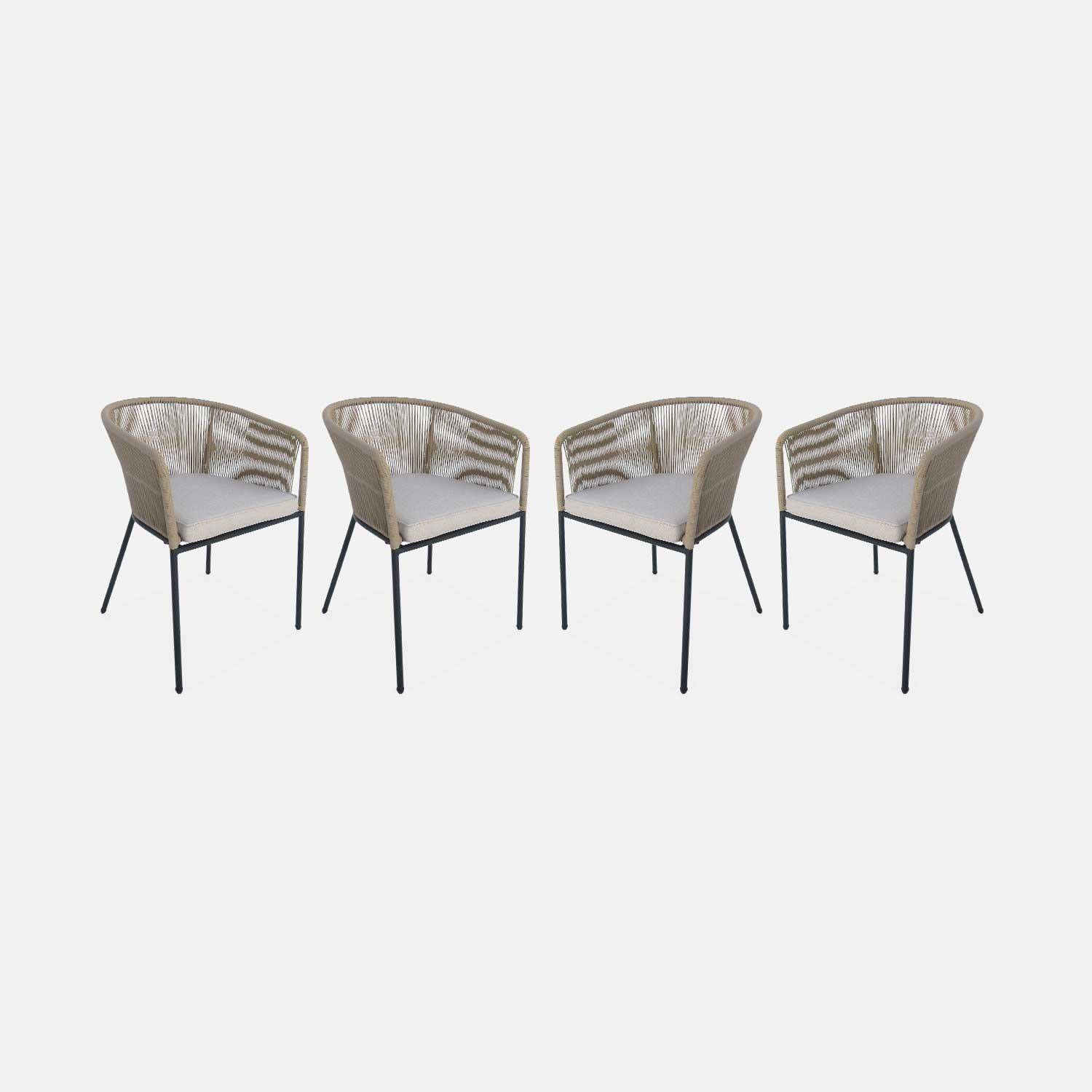 Set of 4 metal and rope garden chairs, Santos, Beige, 56.5x59x79 cm Photo3 Set of 4 metal and rope garden chairs, Santos, Beige, 56.5x59x79 cm Photo3