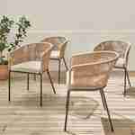 Set of 4 metal and rope garden chairs, Santos, Beige, 56.5x59x79 cm Photo2 Set of 4 metal and rope garden chairs, Santos, Beige, 56.5x59x79 cm Photo2