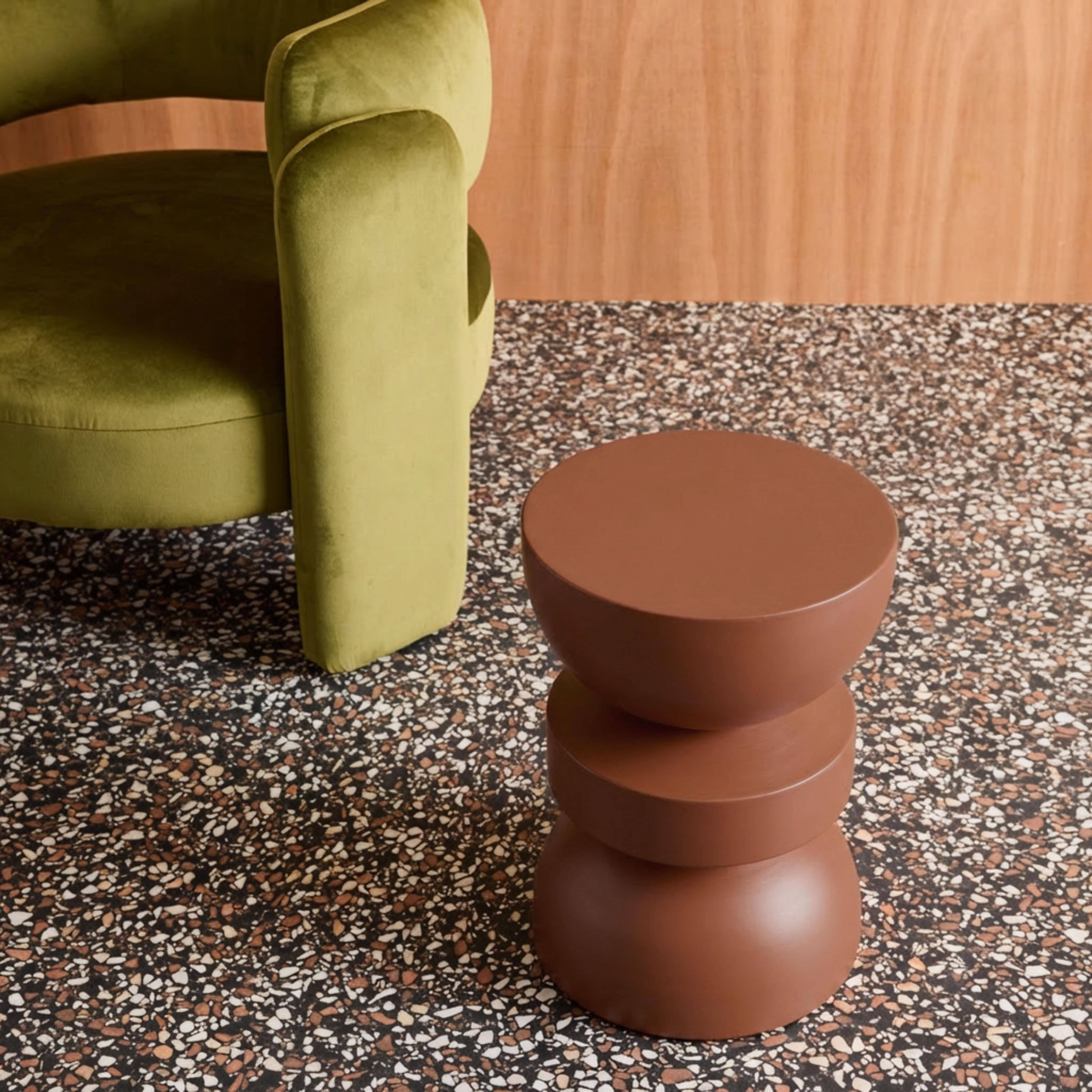 Tavolino, lato divano, comodino metallo Terracotta - 32x32x43.5 cm Photo3