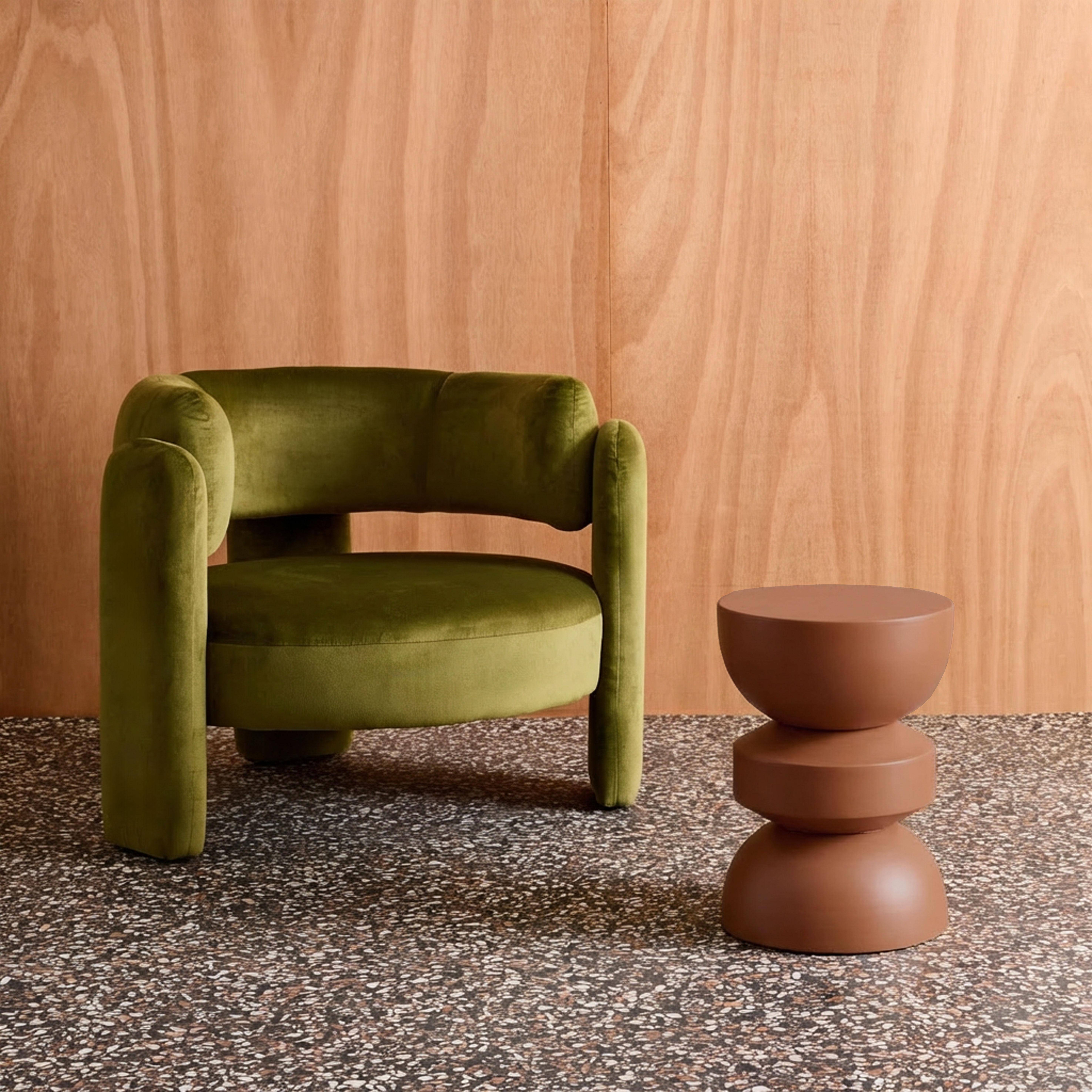 Tavolino, lato divano, comodino metallo Terracotta - 32x32x43.5 cm,sweeek,Photo4