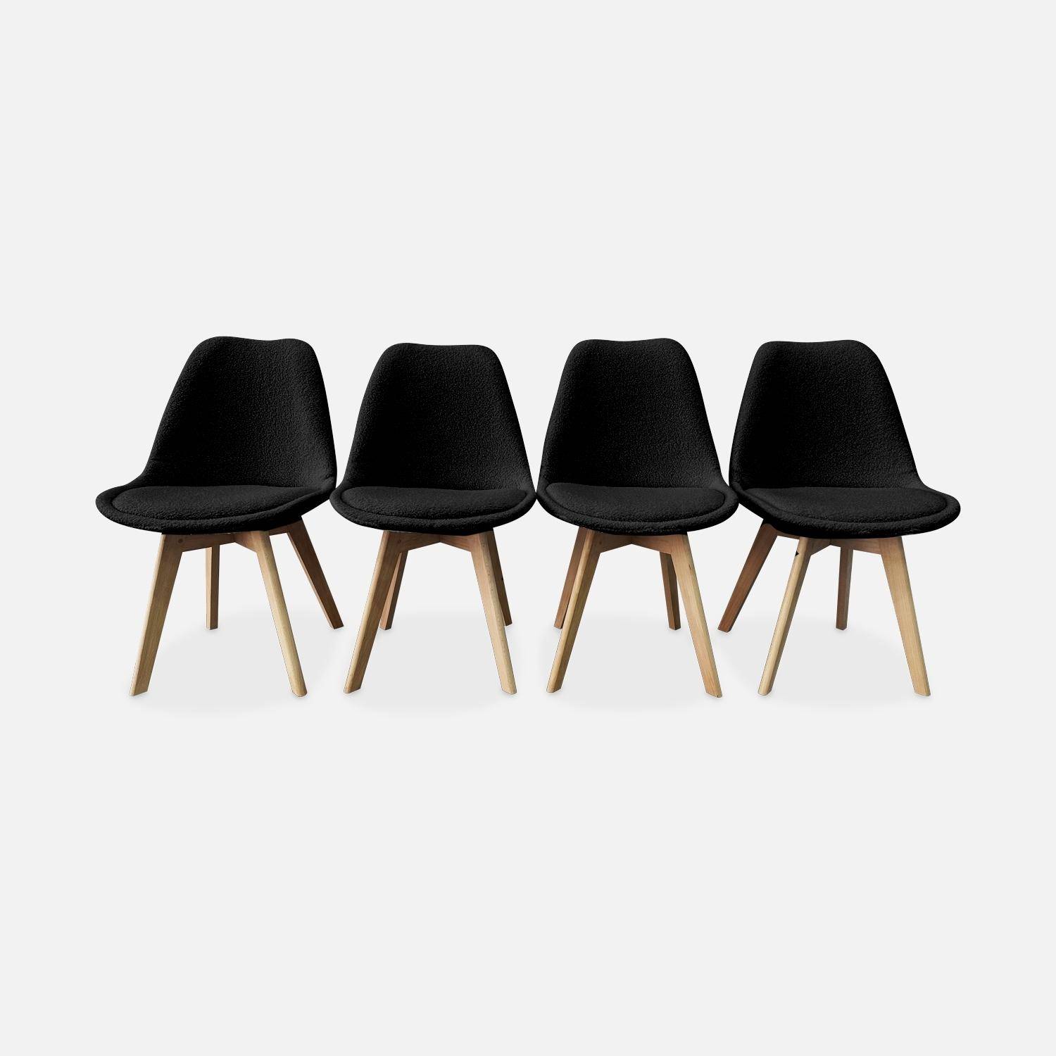 Set van 4 Nils Scandinavische stoelen, bekleding zwart bouclé, poten beukenhout Photo3