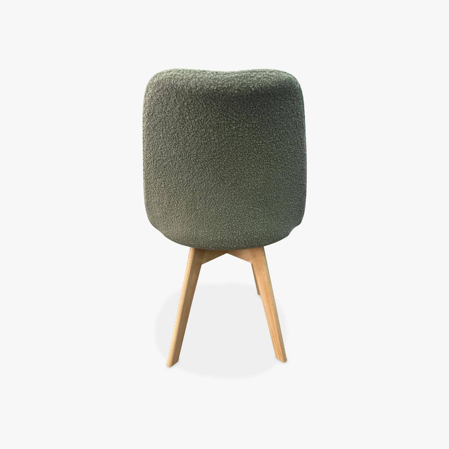 4er Set skandinavische Stühle mit blaßgrünem Bouclé-Bezug und Buchenholzbeinen - NILS  Photo4