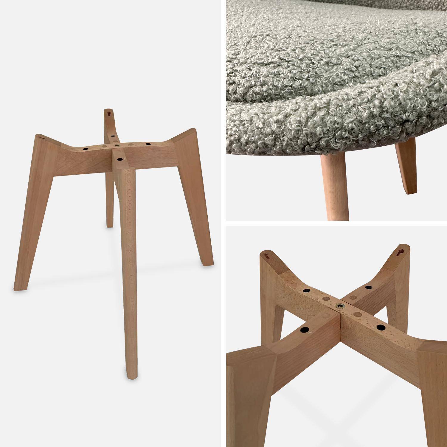 Set di 4 sedie scandinave bouclé, gambe in legno, Nils, Verde celadon, 47x55x81 cm Photo5