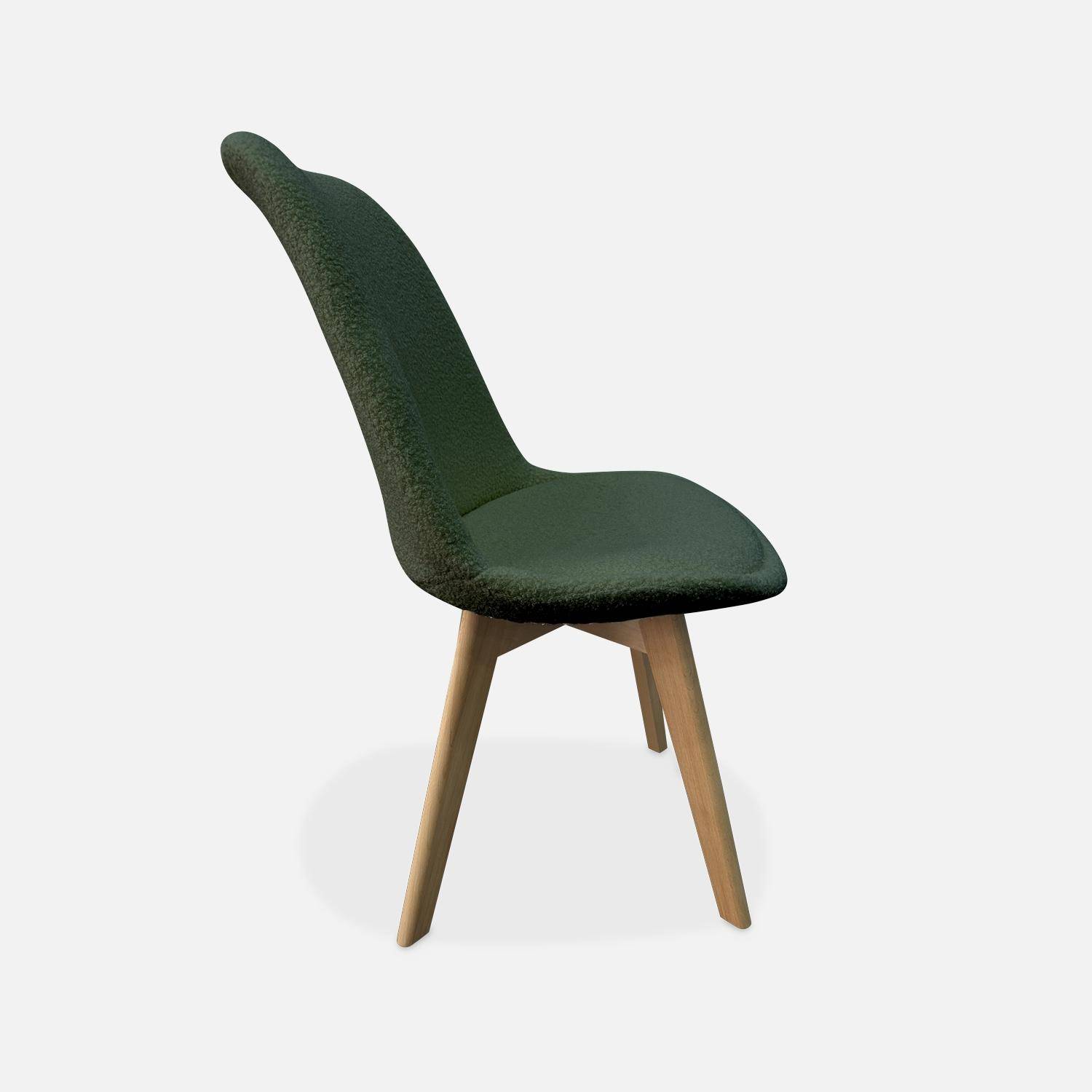 4er Set skandinavische Stühle mit khaki Bouclé-Bezug und Buchenholzbeinen - NILS ,sweeek,Photo4