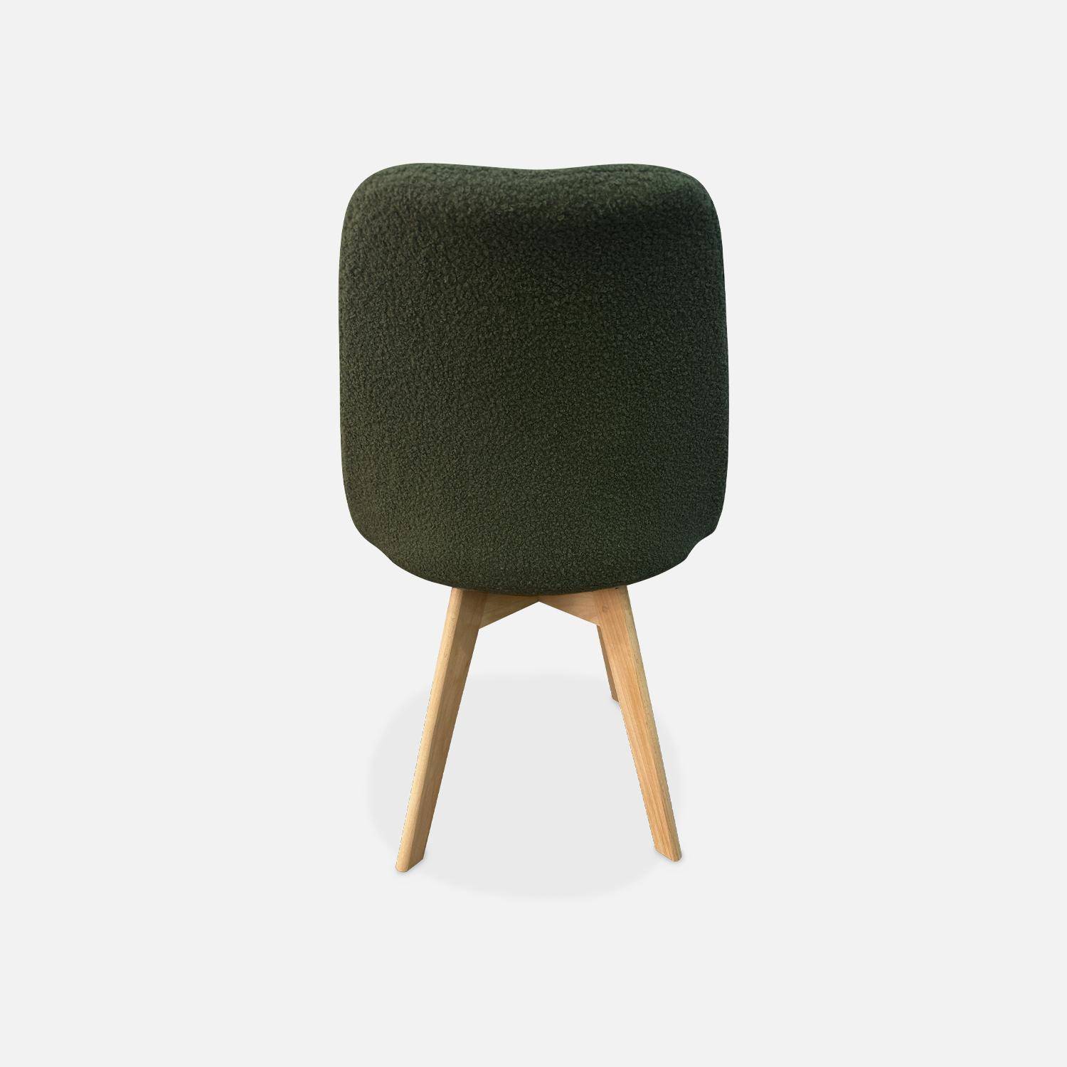 Set di 4 sedie scandinave bouclé, gambe in legno, Nils, Kaki, 47x55x81 cm Photo4