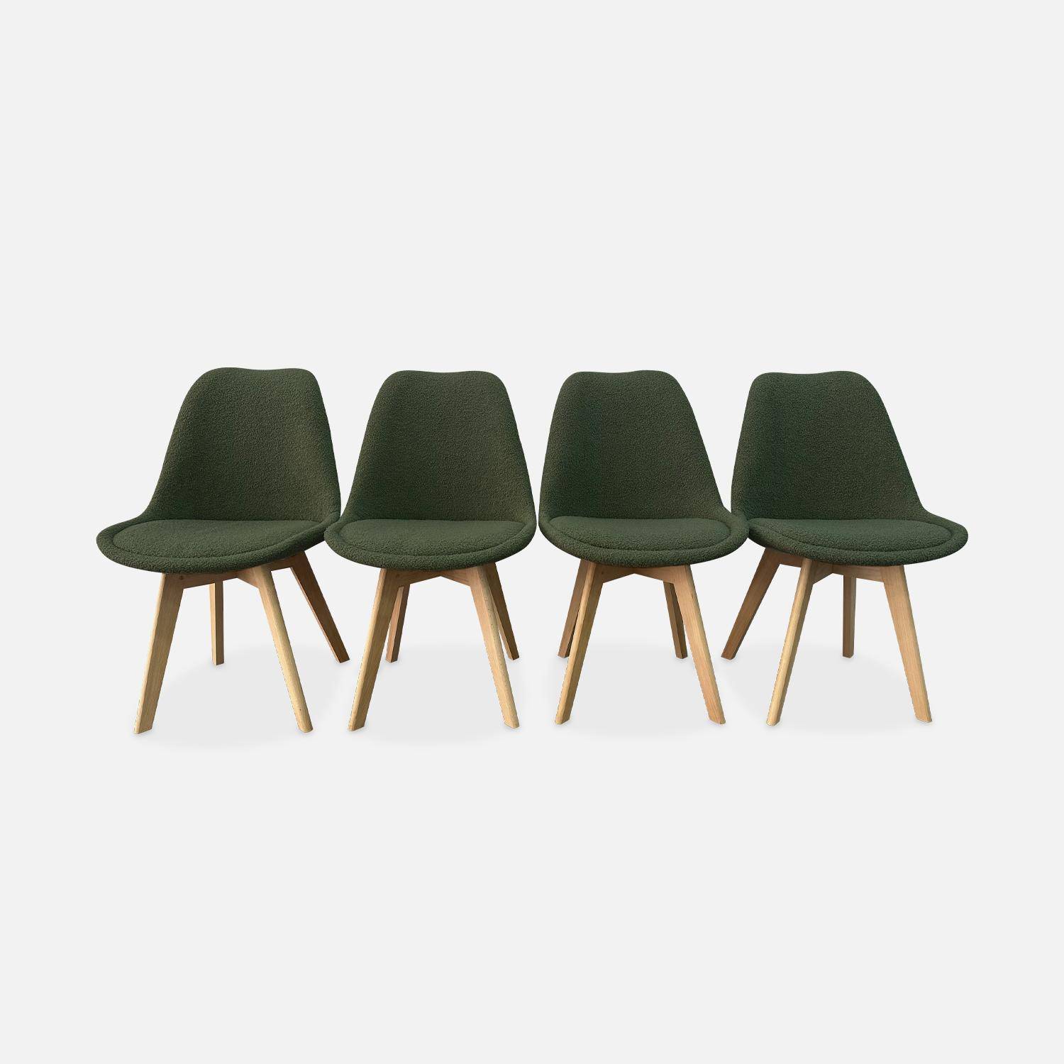 Set di 4 sedie scandinave bouclé, gambe in legno, Nils, Kaki, 47x55x81 cm Photo1