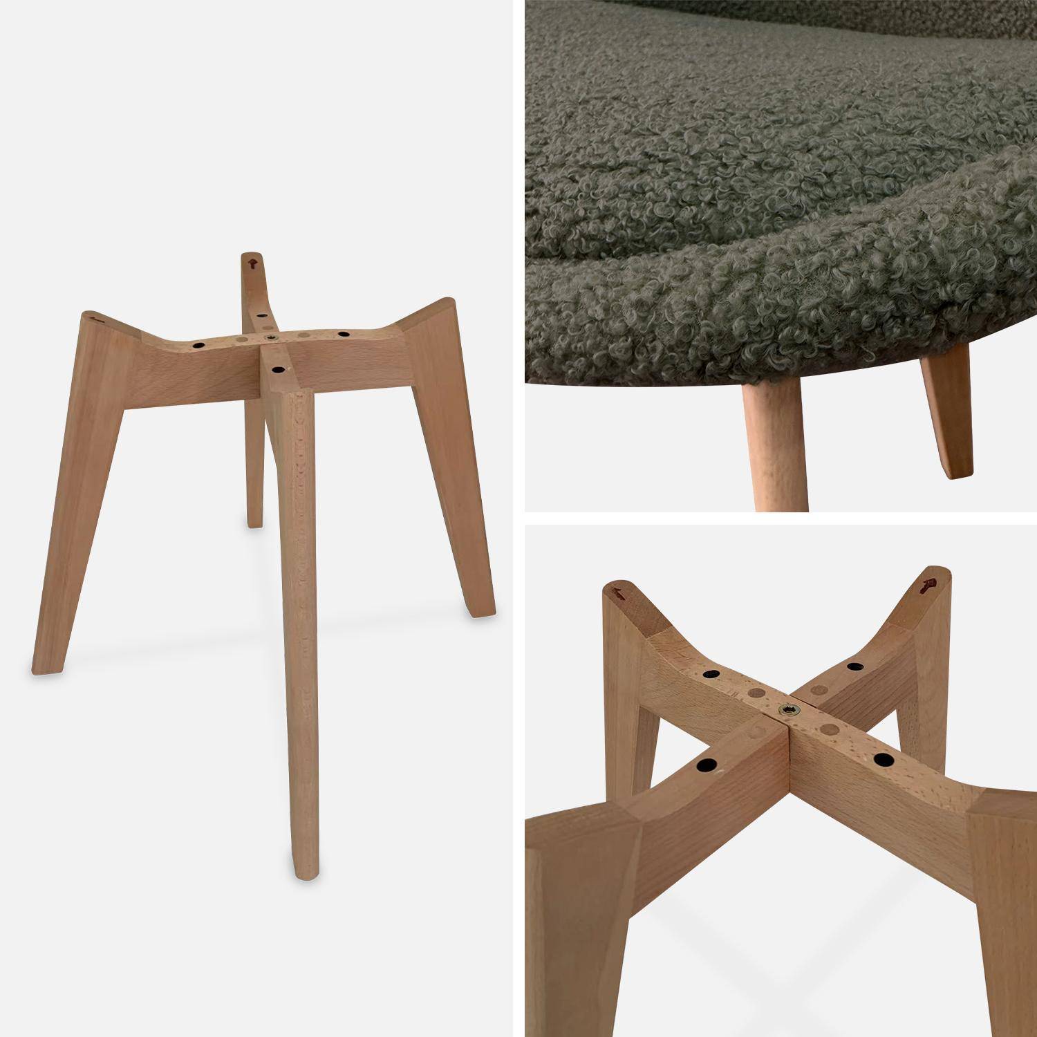 Set di 4 sedie scandinave bouclé, gambe in legno, Nils, Kaki, 47x55x81 cm Photo5