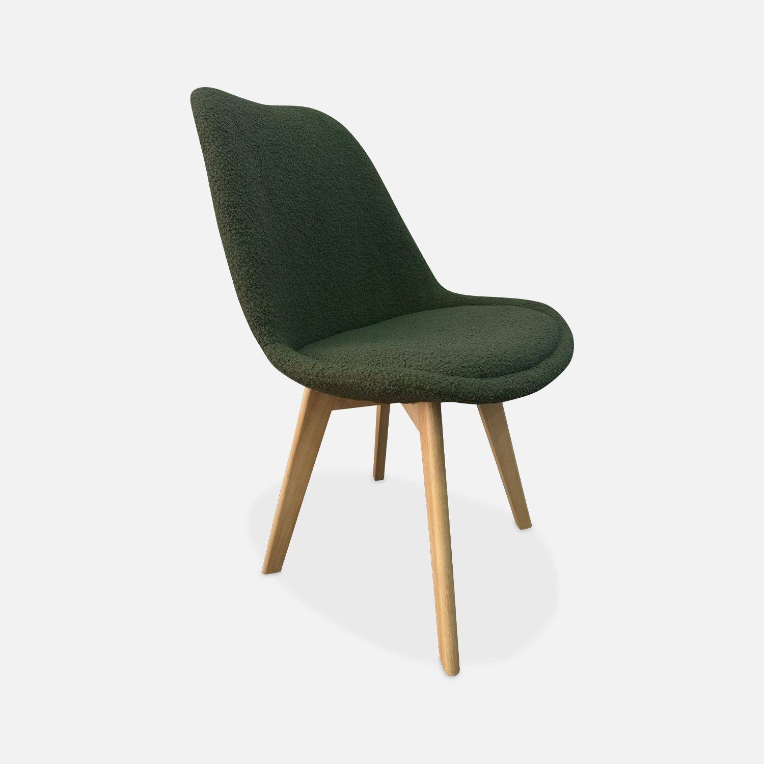 4er Set skandinavische Stühle mit khaki Bouclé-Bezug und Buchenholzbeinen - NILS  Photo3
