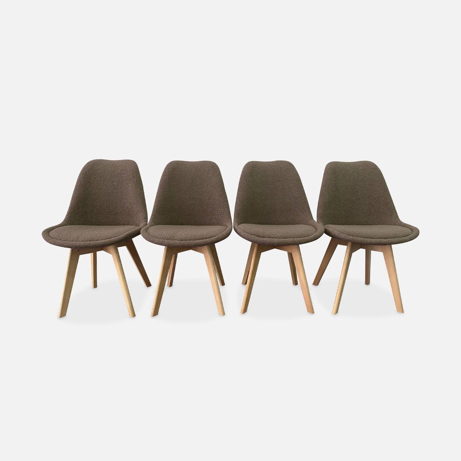 4er Set Stühle mit taupe Bouclé-Bezug | sweeek