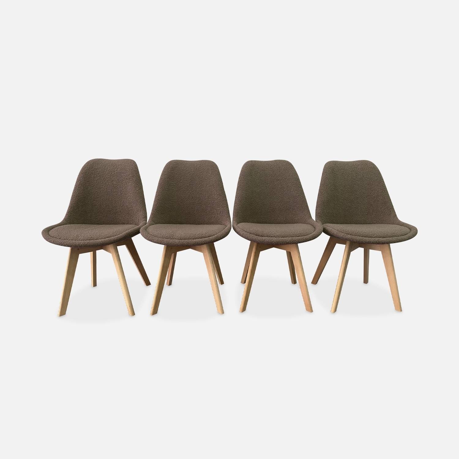 Chaise bouclette taupe (lot de 4)
