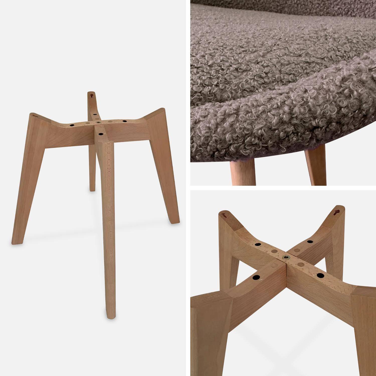 Set van 4 NILS Scandinavische stoelen, taupe badstof bekleding, beukenhouten poten, 1-zits stoel Photo6