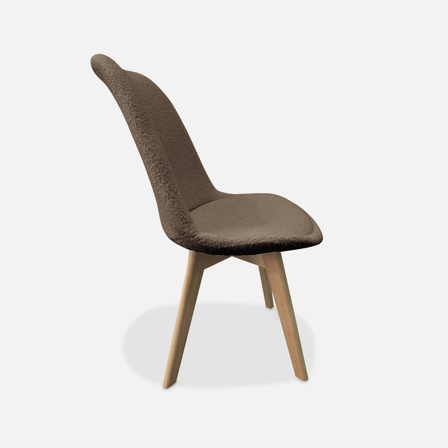 Set van 4 NILS Scandinavische stoelen, taupe badstof bekleding, beukenhouten poten, 1-zits stoel Photo5
