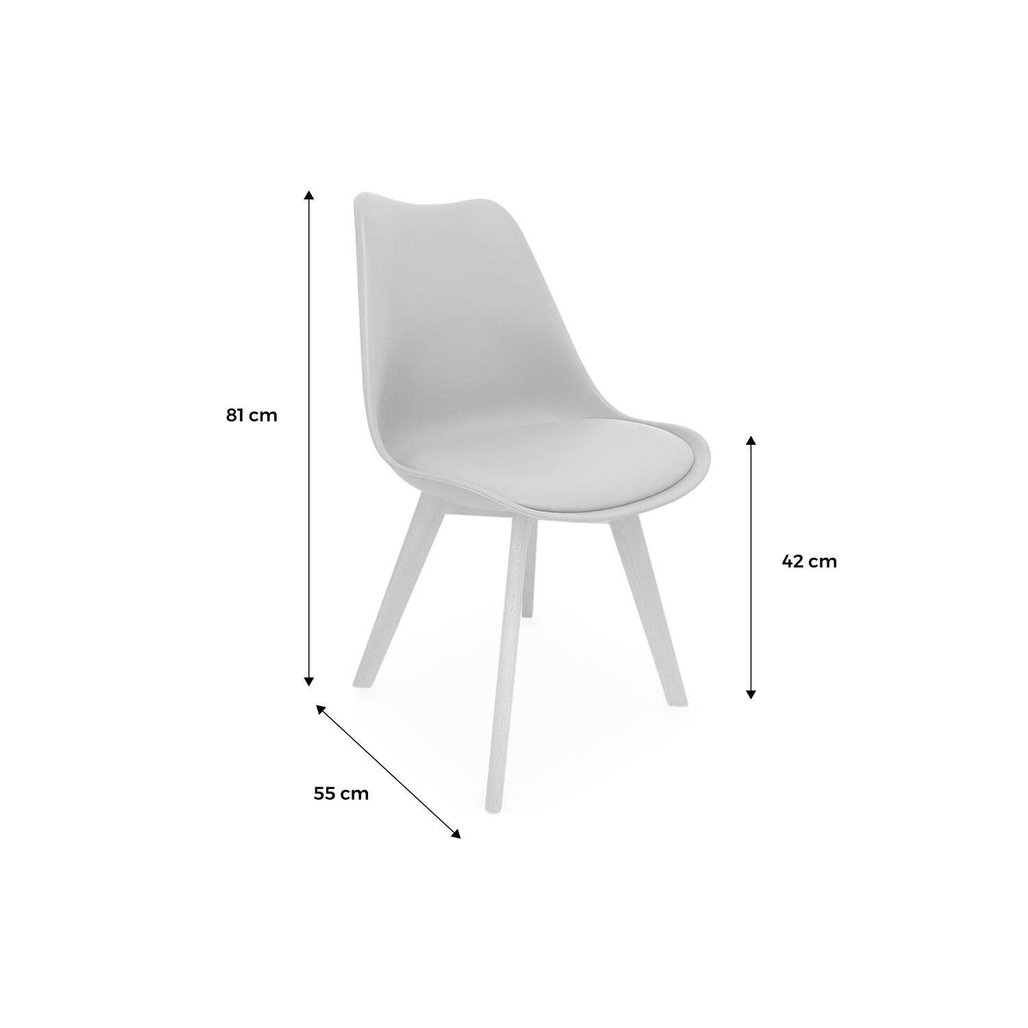 Set van 4 NILS Scandinavische stoelen, taupe badstof bekleding, beukenhouten poten, 1-zits stoel Photo3