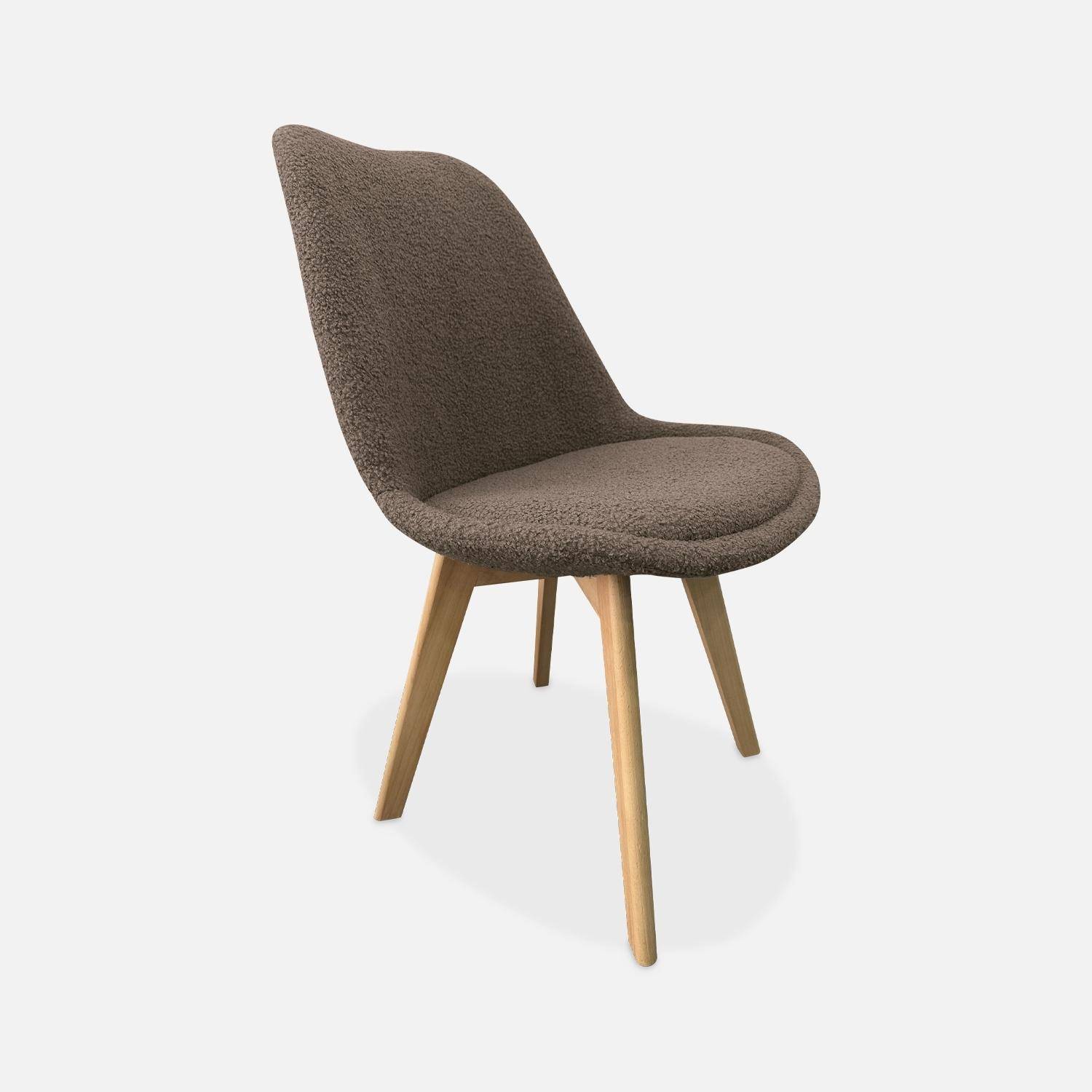 Set van 4 NILS Scandinavische stoelen, taupe badstof bekleding, beukenhouten poten, 1-zits stoel Photo4