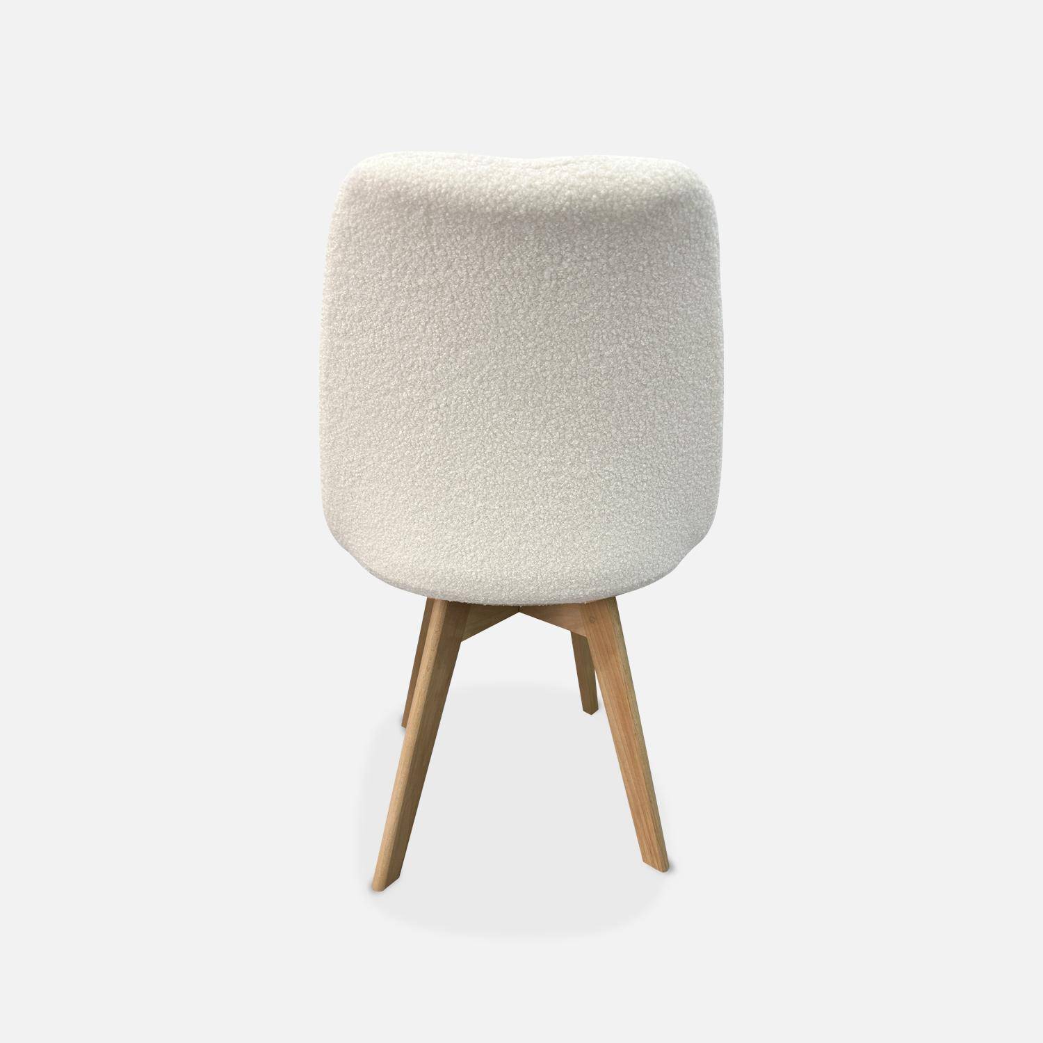 Set di 4 sedie scandinave bouclé, gambe in legno, Nils, Bianco, 47x55x81 cm Photo4