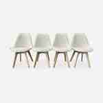 4er Set skandinavische Stühle mit weißem Bouclé-Bezug und Buchenholzbeinen - NILS  Photo1
