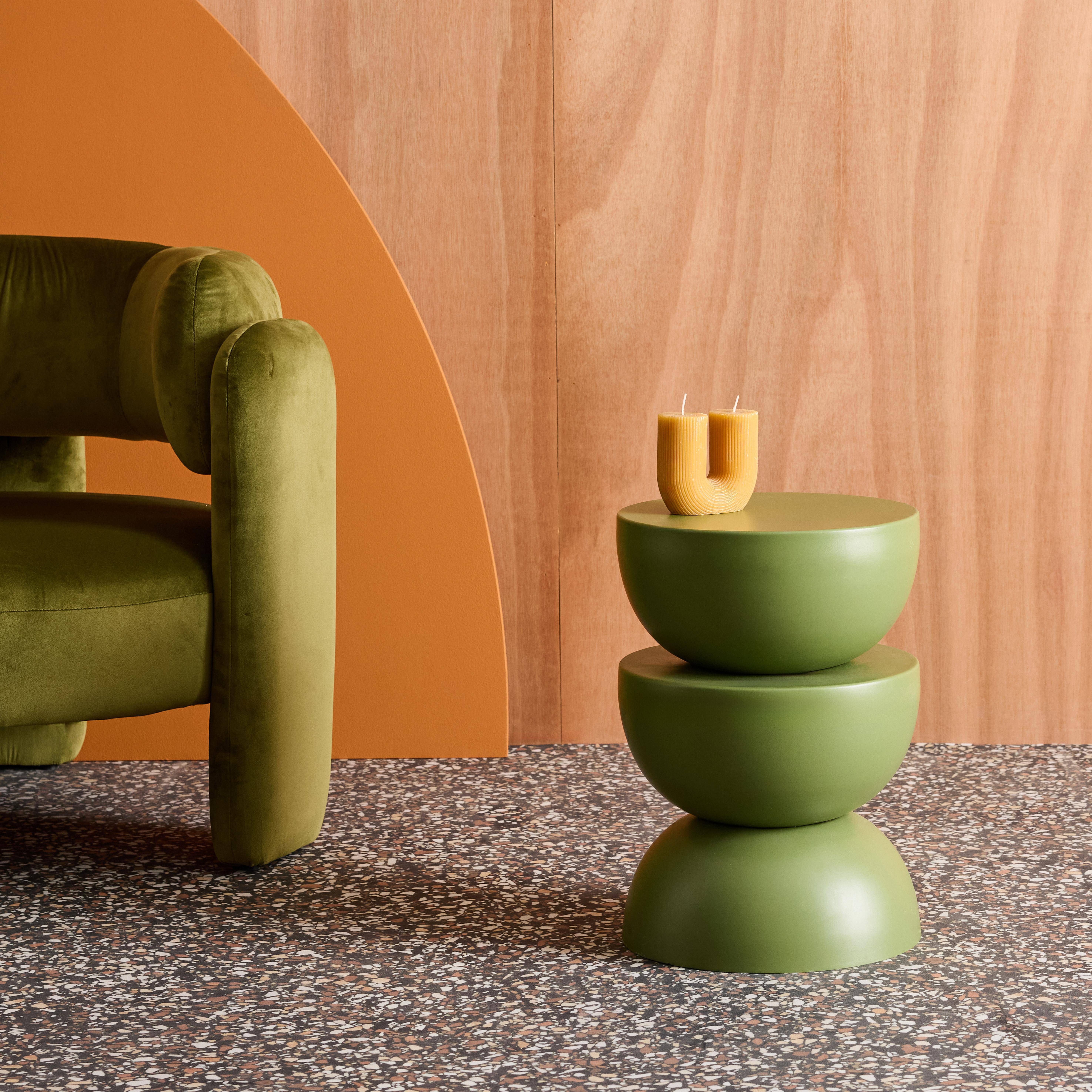 Side table, end table, bedside table metal Ø32 x H46.5cm Green 32x32x46.5 cm - Coumba,sweeek,Photo2