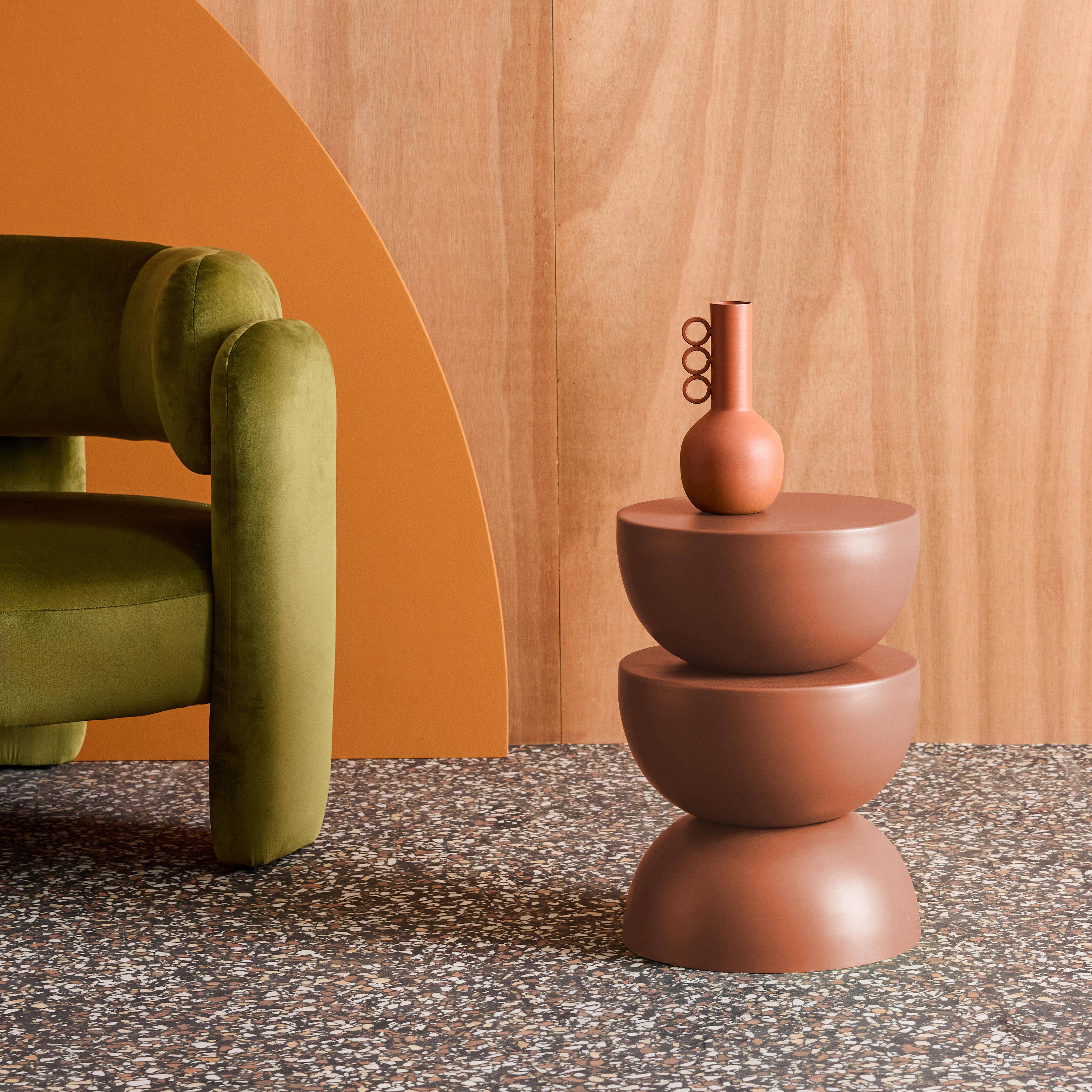 Stolik boczny, metalowy stolik nocny, terakota Coumba, Ø32 x wys. 46,5 cm Photo1