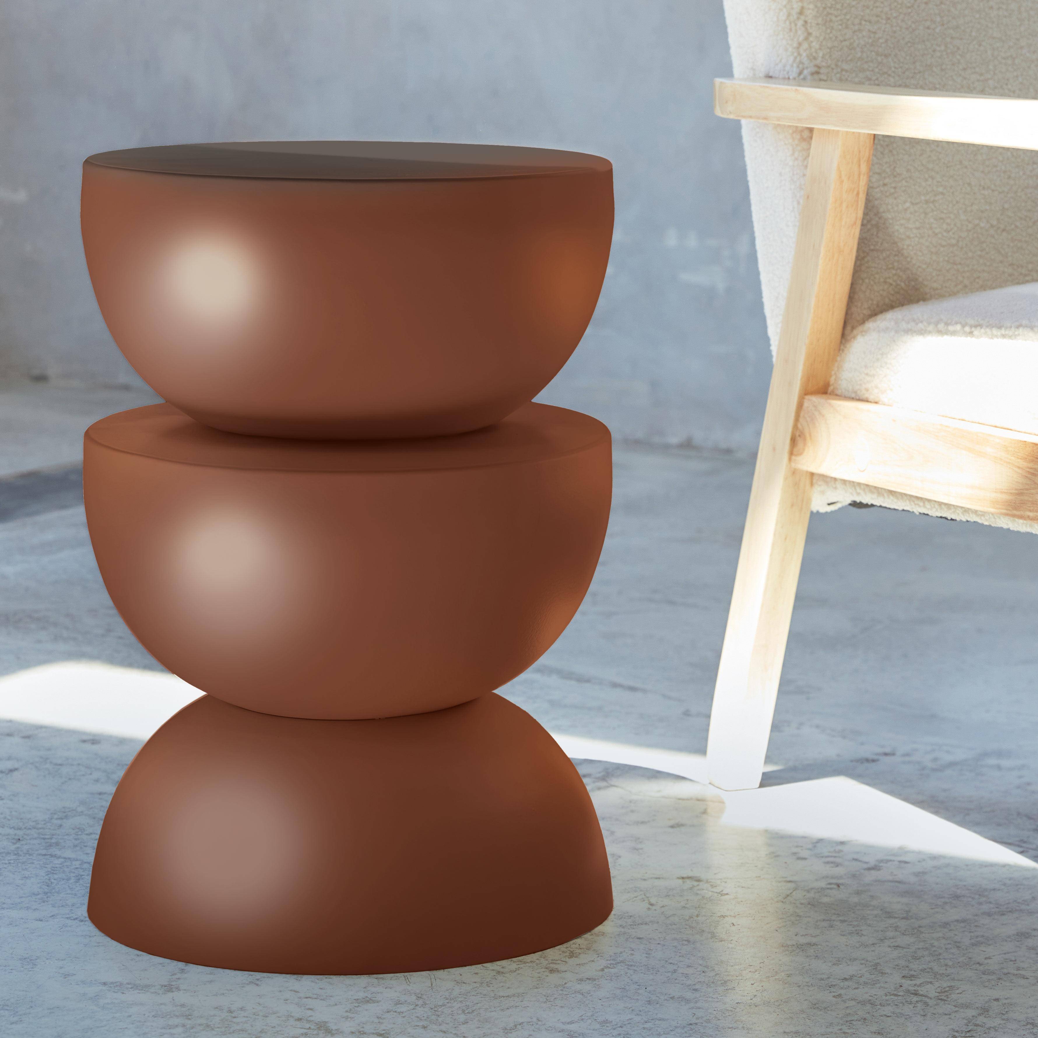 Side table, end table, bedside table in metal, Ø32 x H 46.5cm, Terracotta Photo2