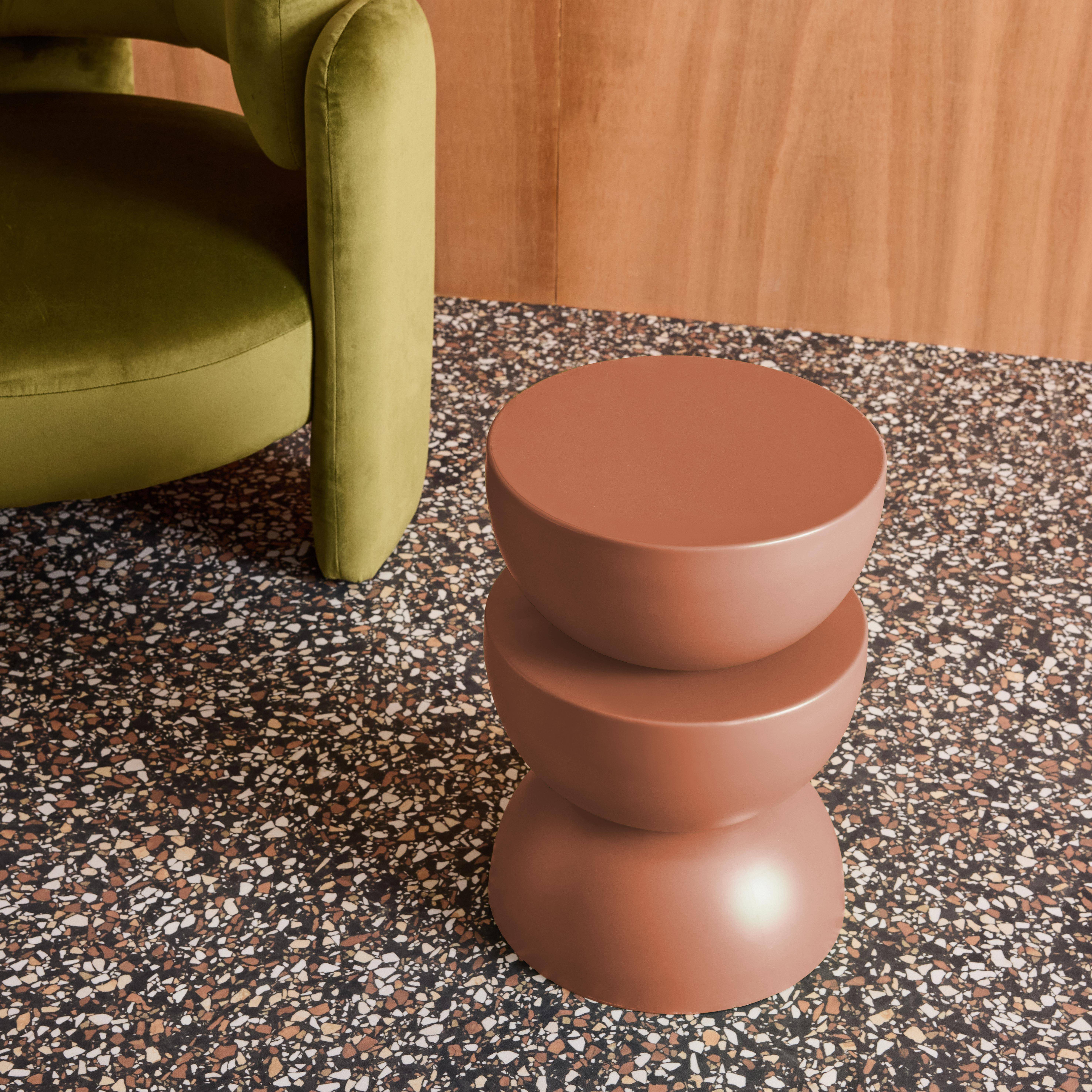 Stolik boczny, metalowy stolik nocny, terakota Coumba, Ø32 x wys. 46,5 cm,sweeek,Photo3