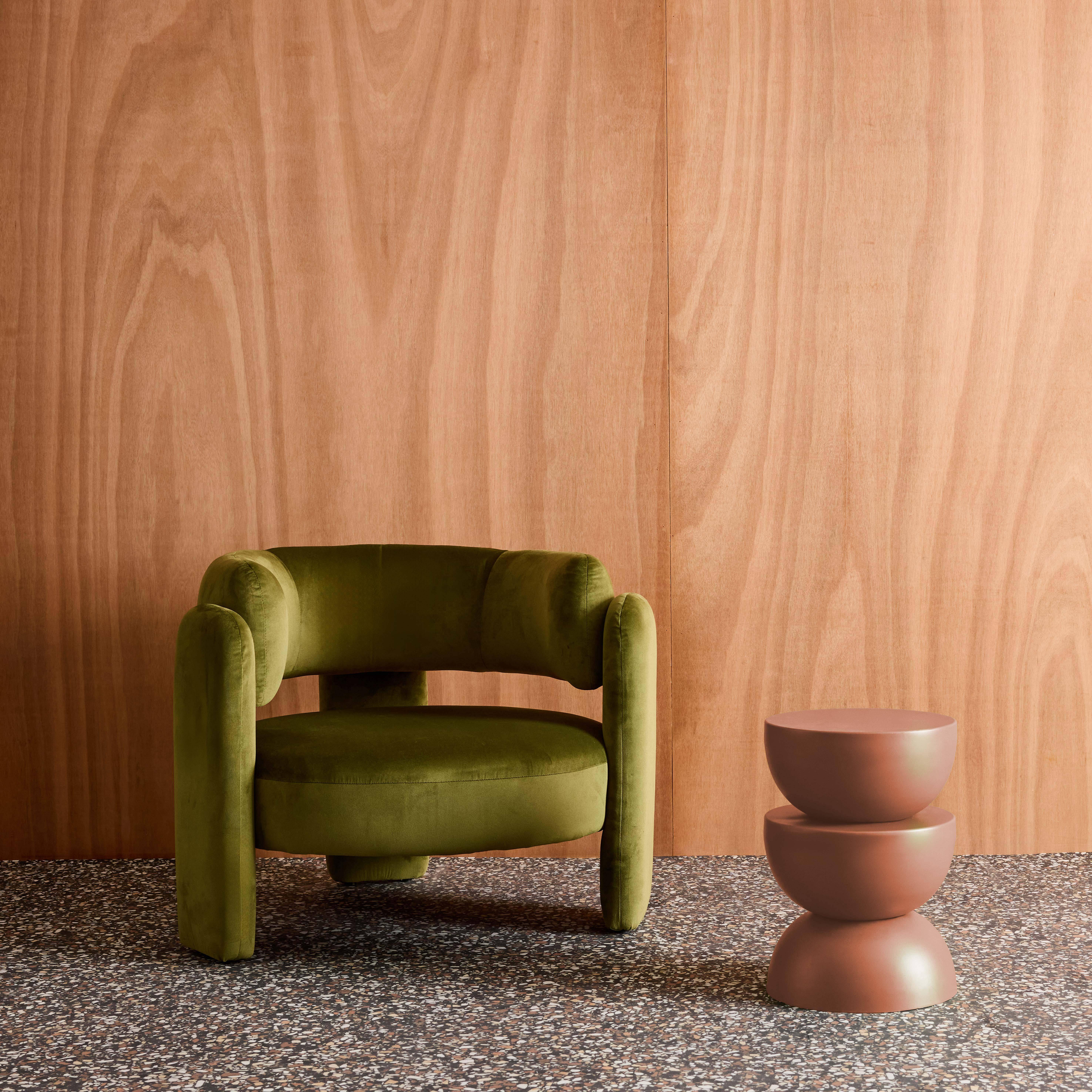 Stolik boczny, metalowy stolik nocny, terakota Coumba, Ø32 x wys. 46,5 cm,sweeek,Photo2