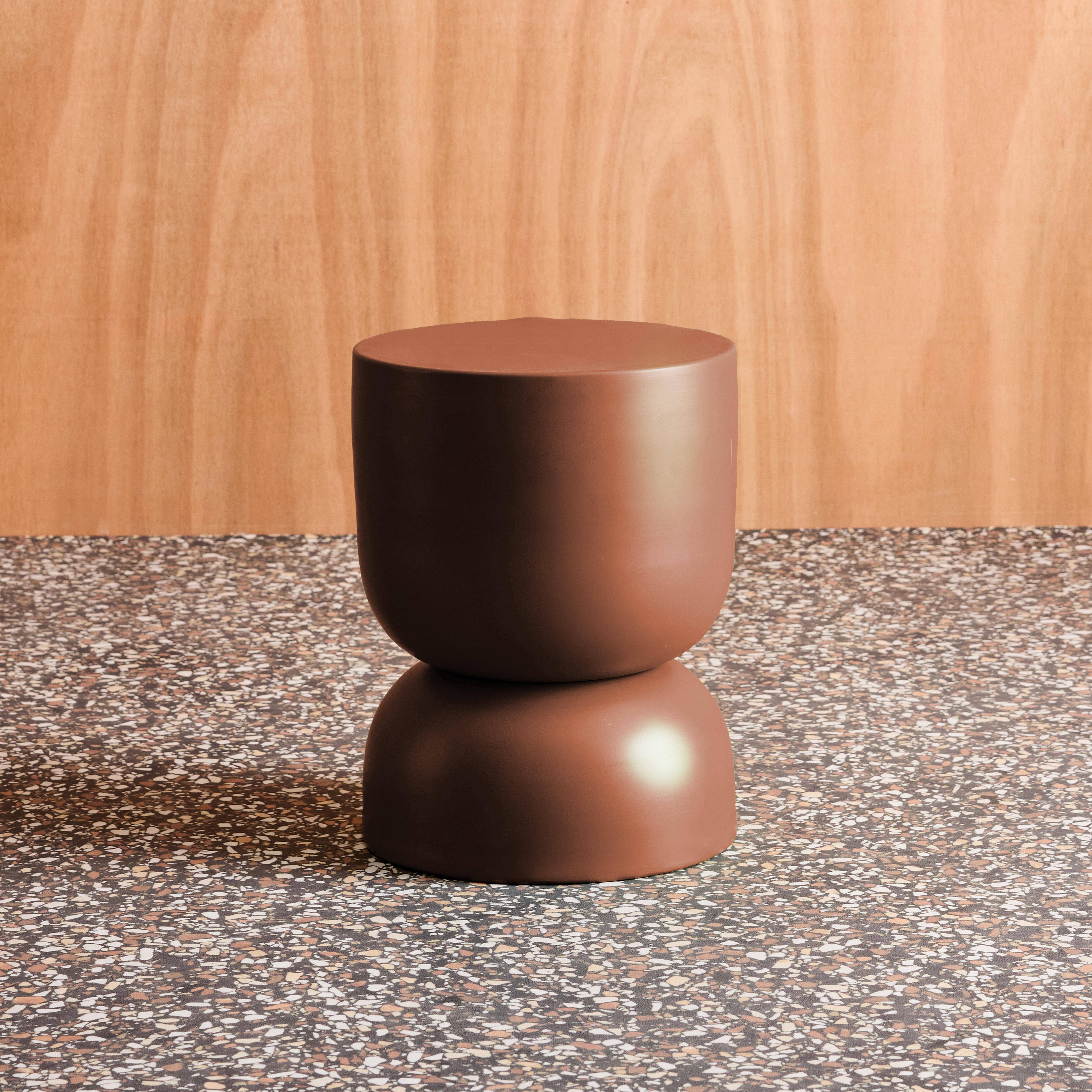 Madi terracotta metalen bijzettafel, bank- en nachtkastje, Ø32 x H 42cm Photo1