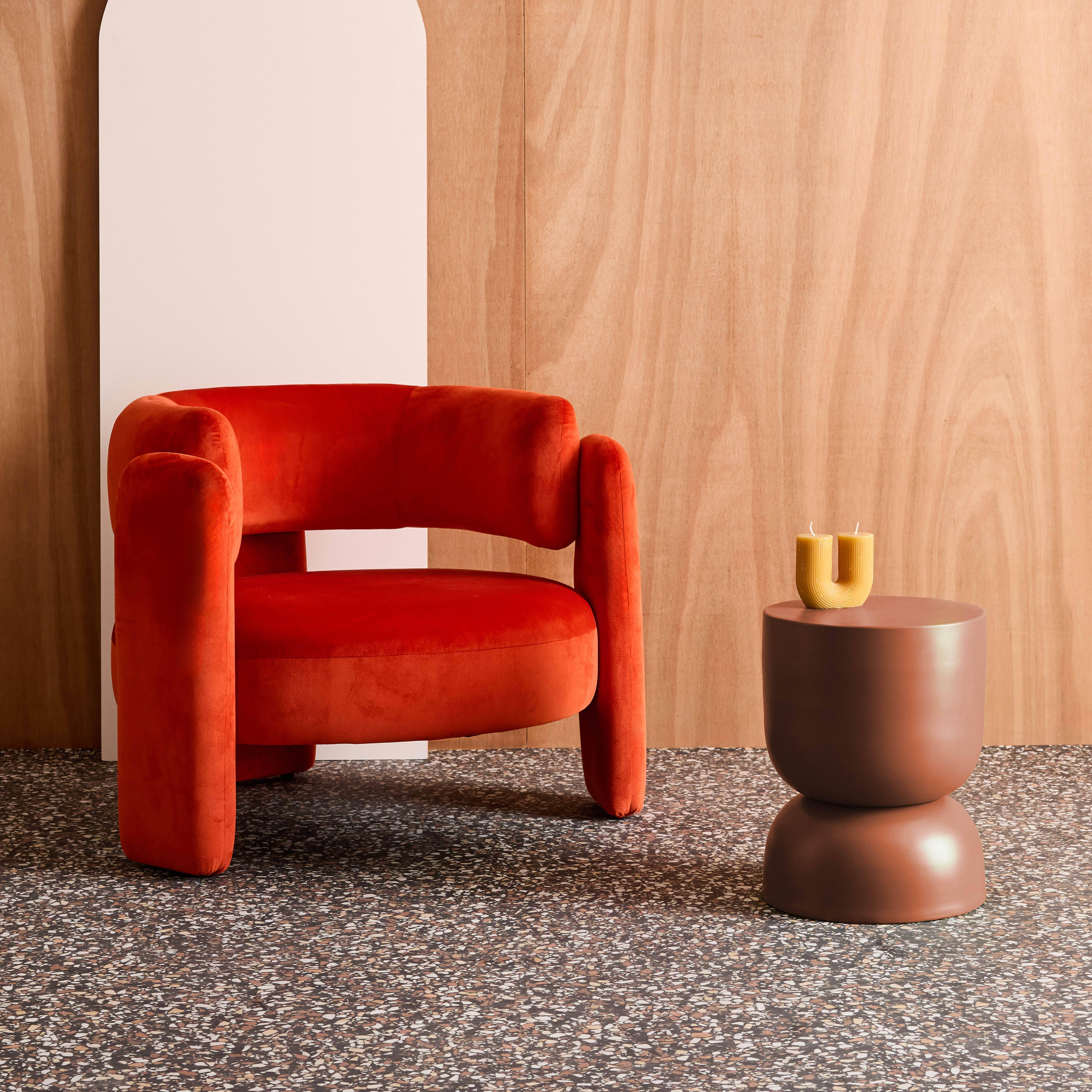 Madi terracotta metalen bijzettafel, bank- en nachtkastje, Ø32 x H 42cm Photo2