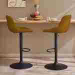 Set di 2 sgabelli da bar regolabili - Noah - sedile colore marrone mostarda bouclé - altezza regolabile 60,5/81,5 cm , poggiapiedi Photo2