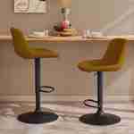 Set di 2 sgabelli da bar regolabili - Noah - sedile colore marrone mostarda bouclé - altezza regolabile 60,5/81,5 cm , poggiapiedi Photo1