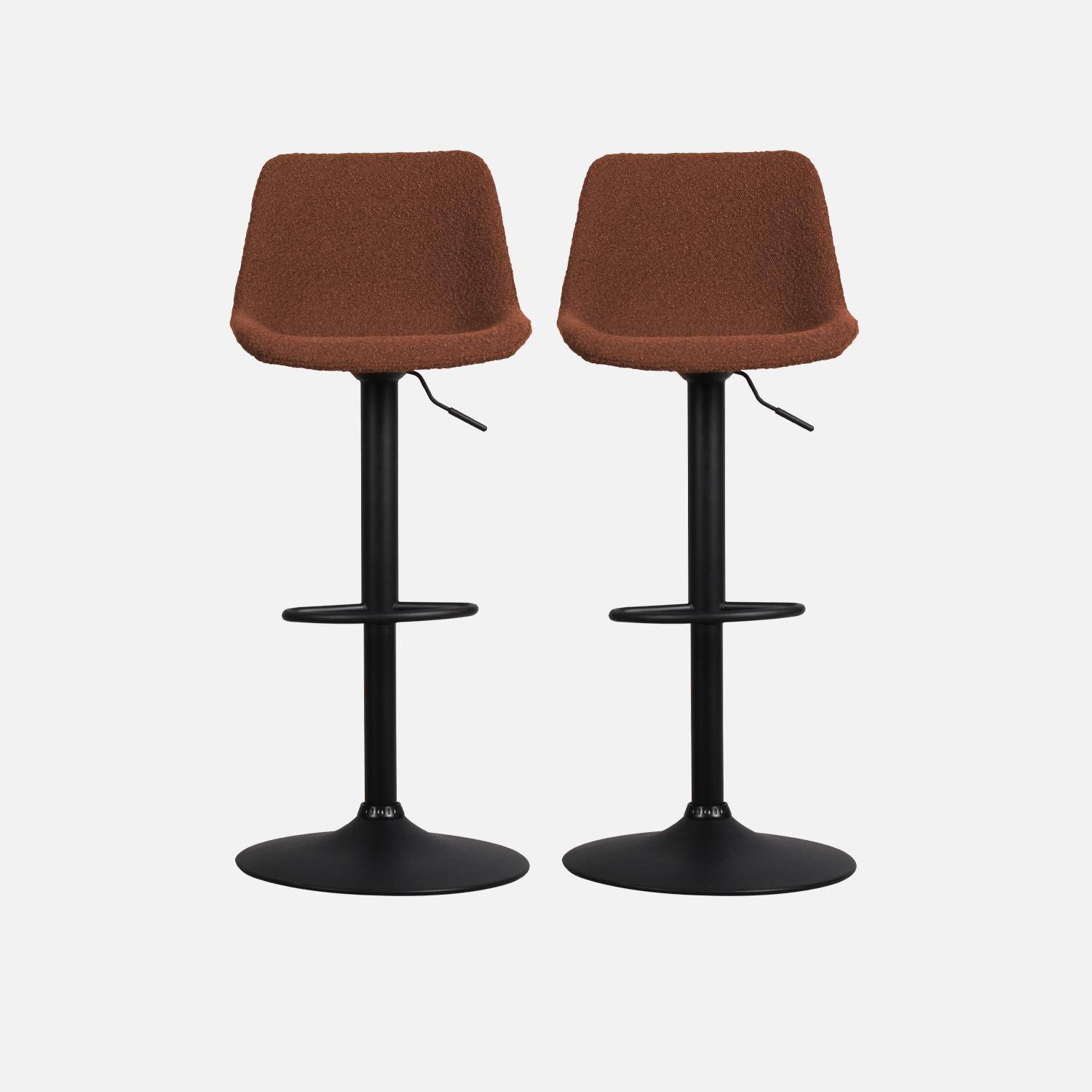 Taburete de bar regulable con rizo texturizado, set de 2, Noah, Terra Cotta, 45x53x109 cm Photo5