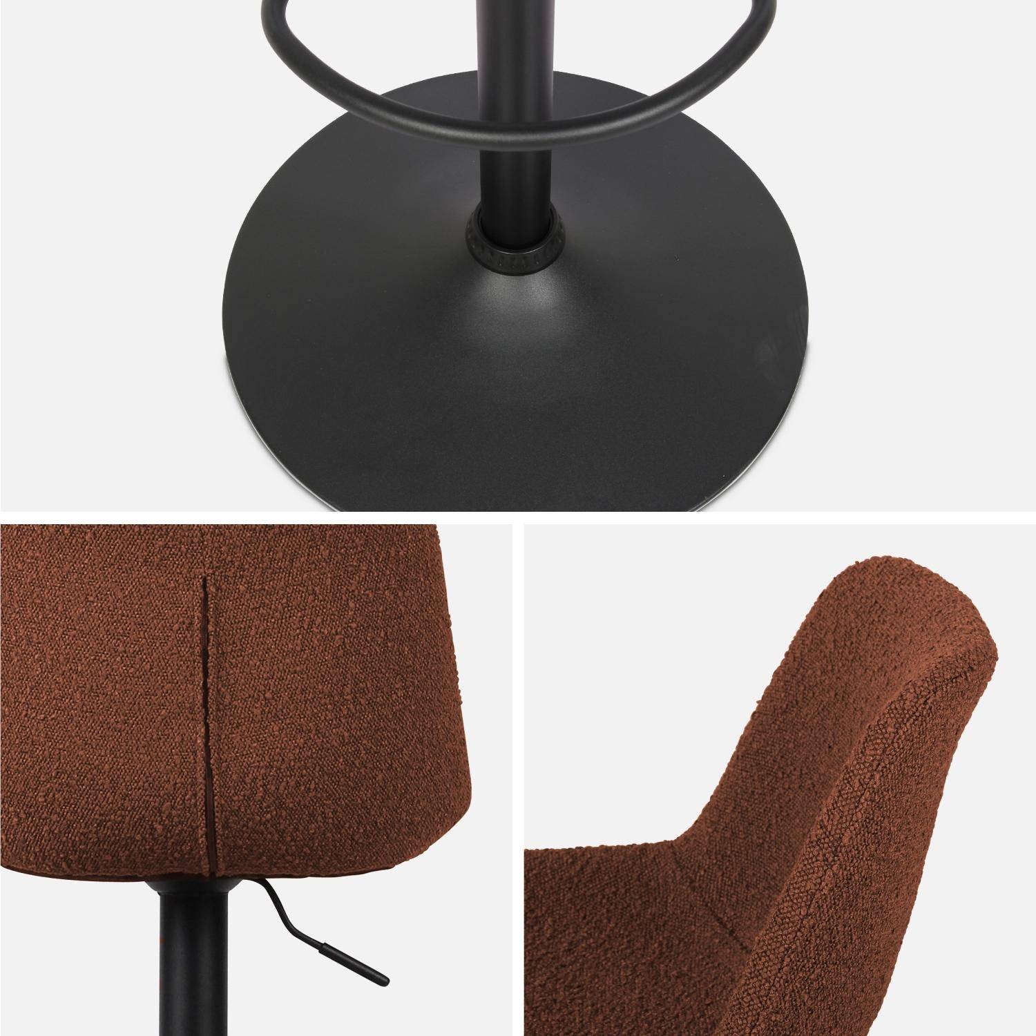 Taburete de bar regulable con rizo texturizado, set de 2, Noah, Terra Cotta, 45x53x109 cm Photo8