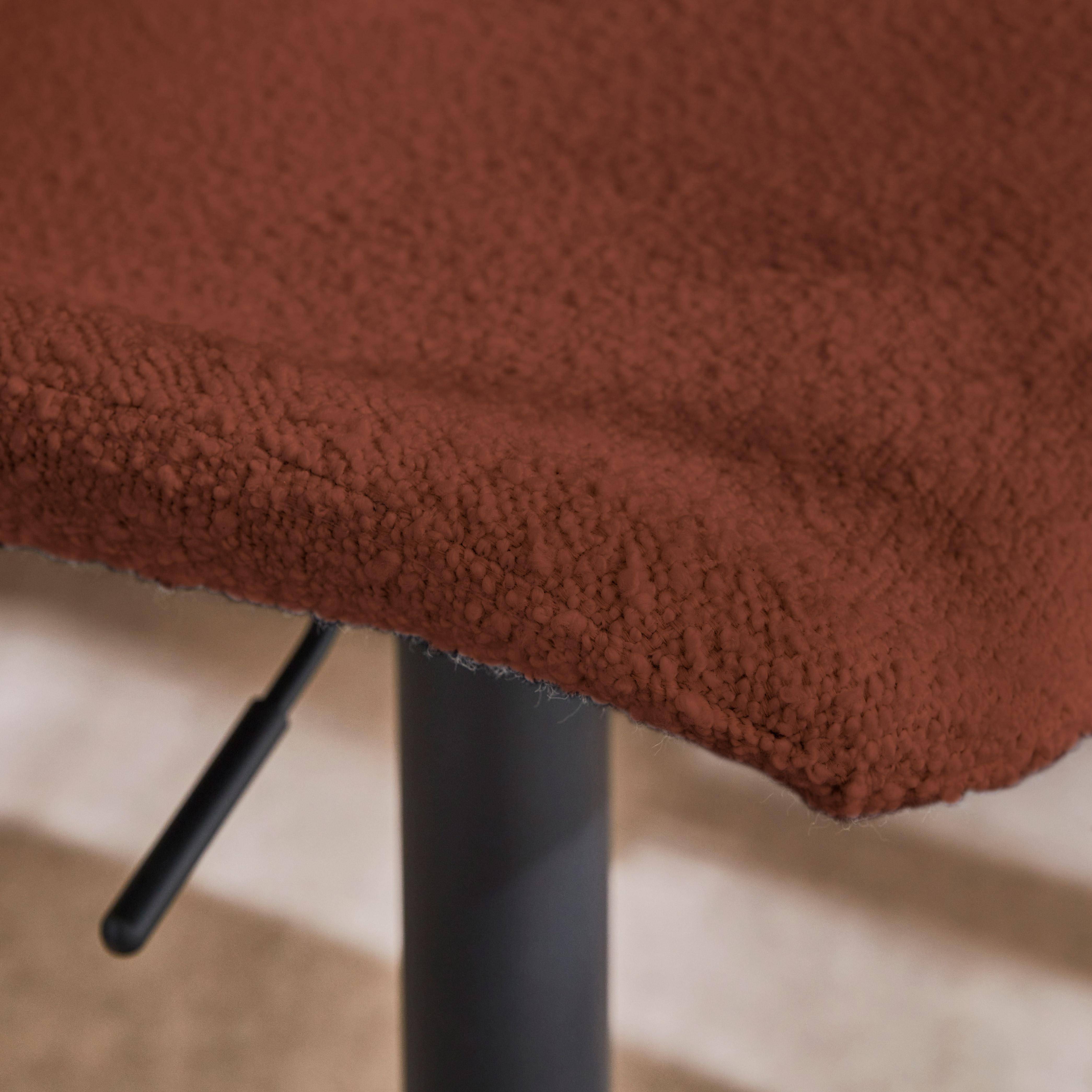 Taburete de bar regulable con rizo texturizado, set de 2, Noah, Terra Cotta, 45x53x109 cm Photo3