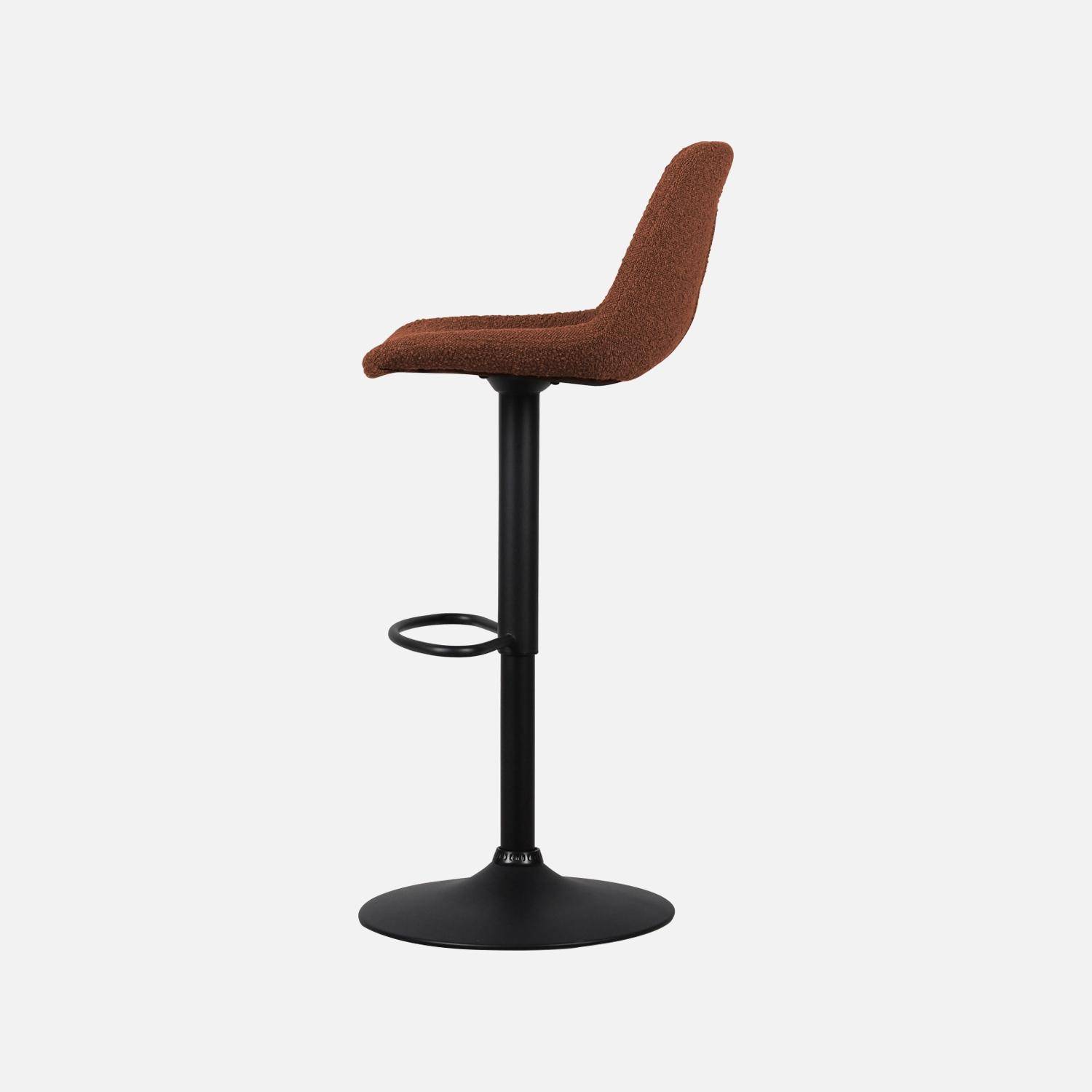 Taburete de bar regulable con rizo texturizado, set de 2, Noah, Terra Cotta, 45x53x109 cm Photo7