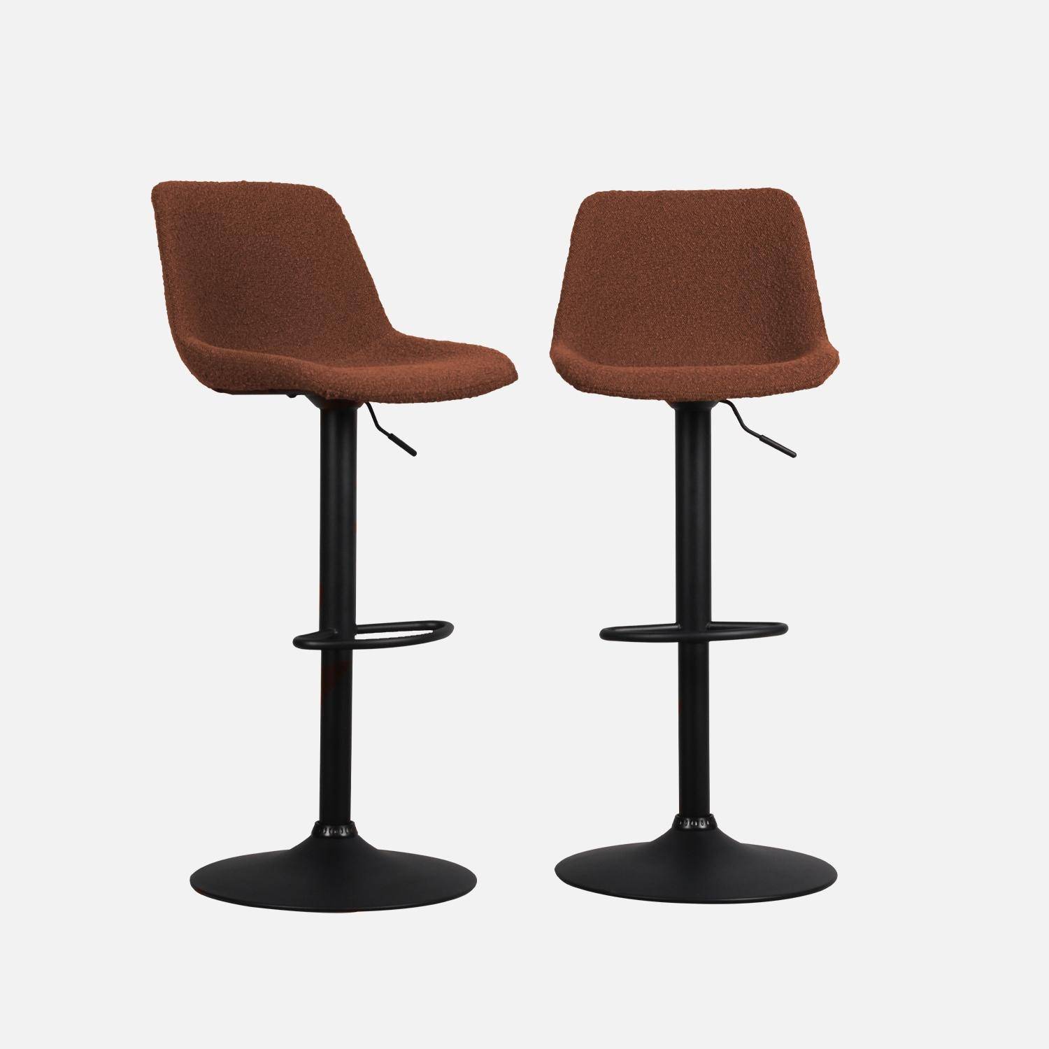 Taburete de bar regulable con rizo texturizado, set de 2, Noah, Terra Cotta, 45x53x109 cm Photo4
