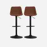Lote de 2 taburetes de bar regulables - Noah - asiento y respaldo con textura terracota - altura regulable 60,5/81,5cm , reposapiés Photo5