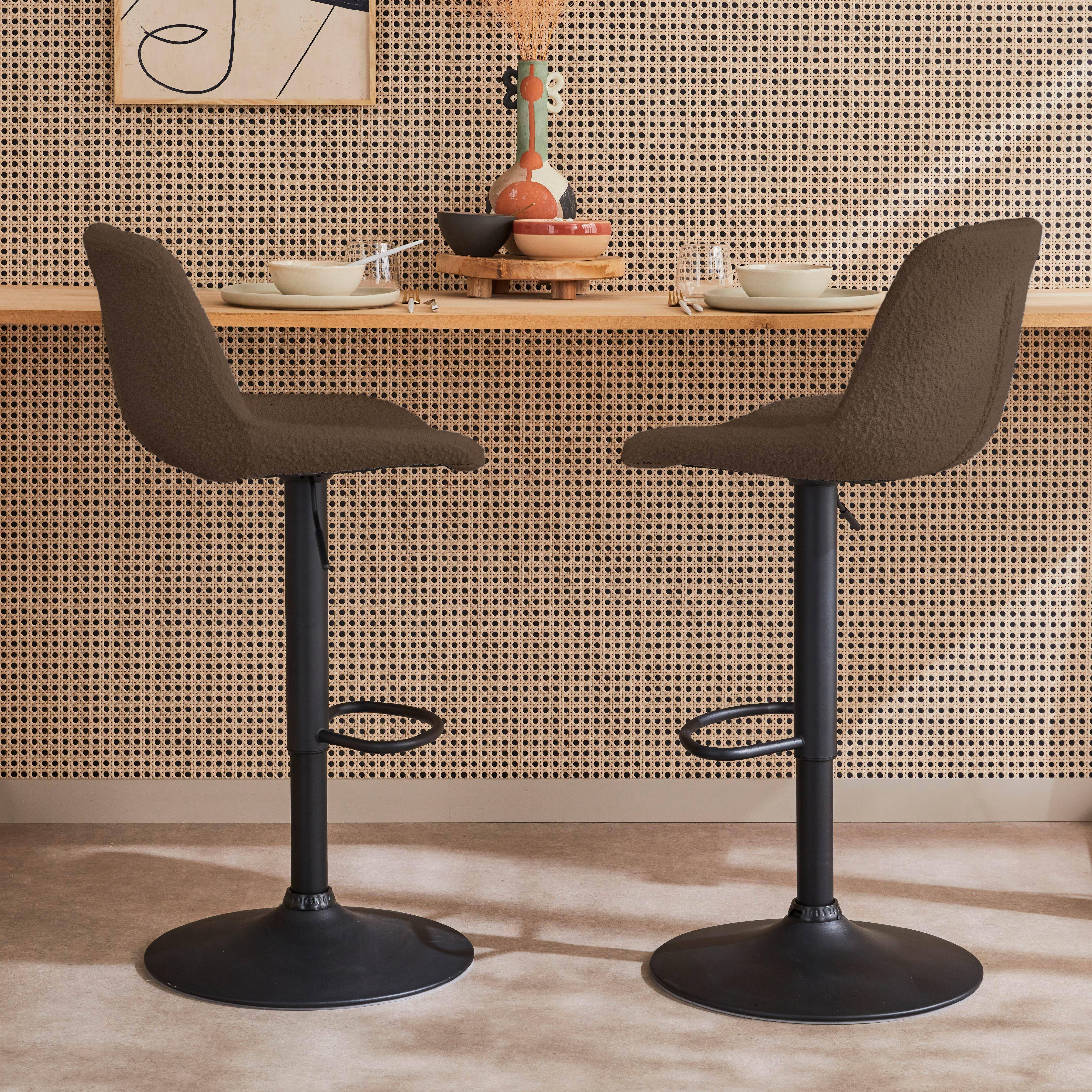 Banco de bar ajustável com textura, set de 2, Noah, Taupe, 45x53x109 cm Photo1