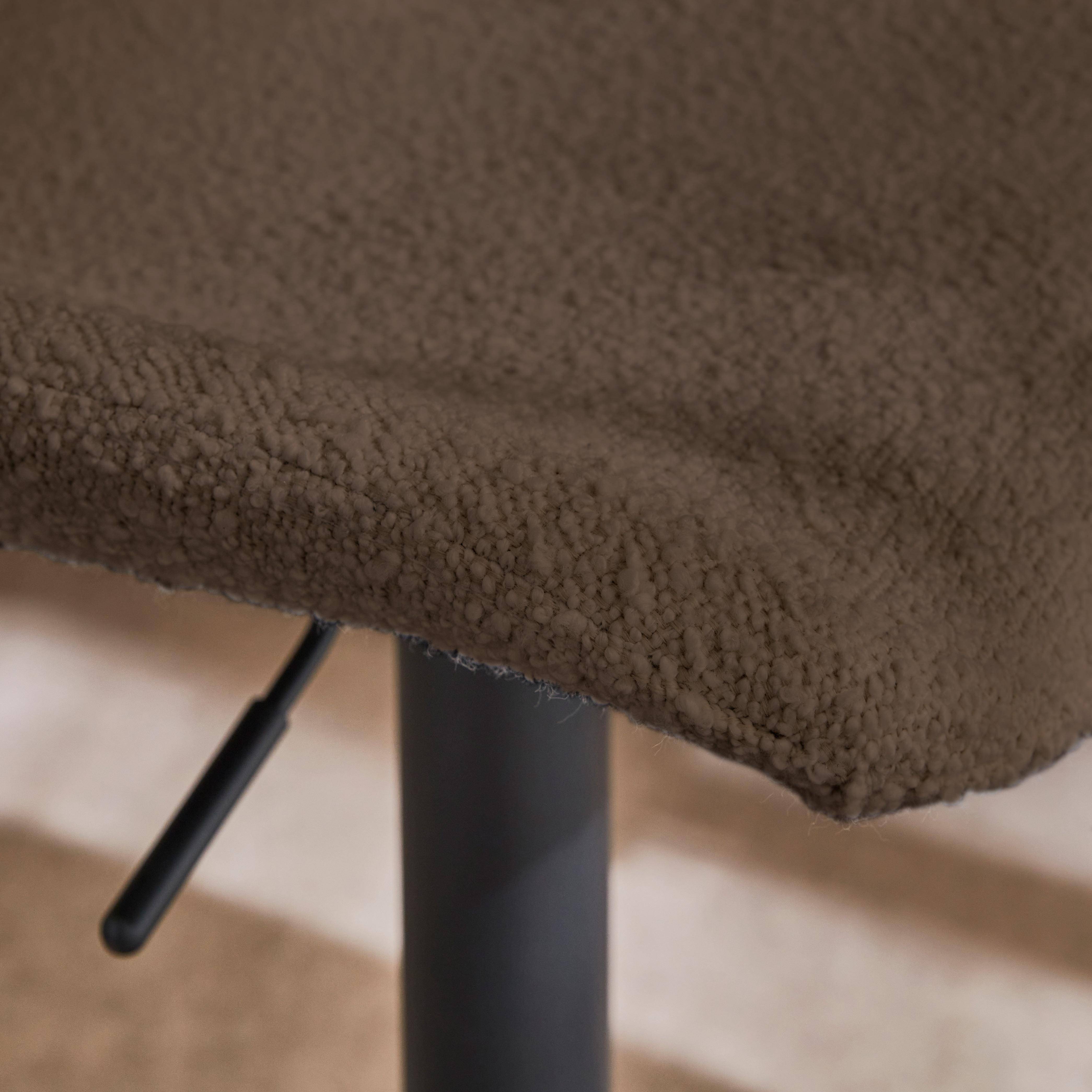 Set van 2 verstelbare barkrukken, Noah, zitting met taupe bouclé 60,5/81,5cm met voetensteun Photo3