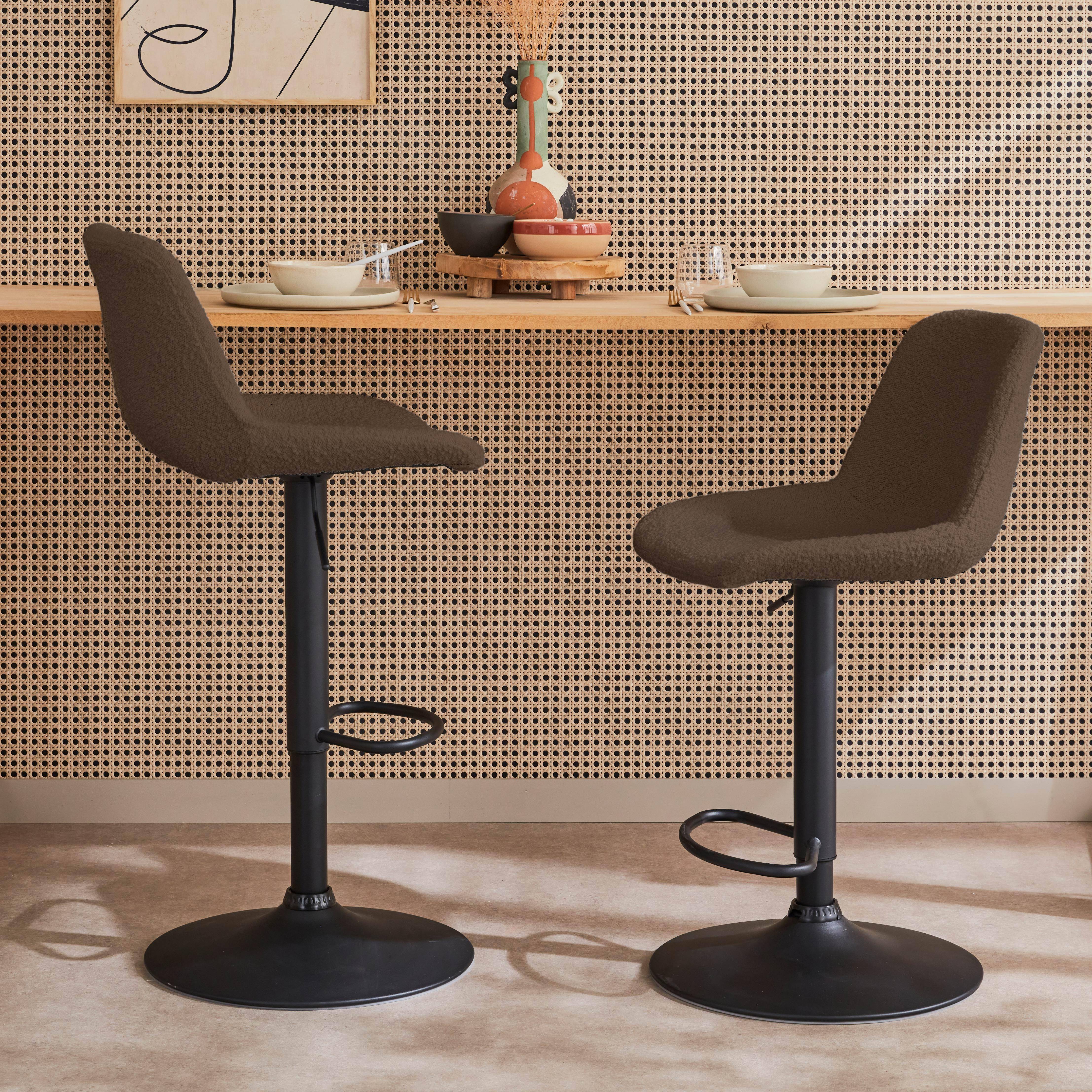 Banco de bar ajustável com textura, set de 2, Noah, Taupe, 45x53x109 cm Photo2