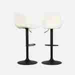 Set di 2 sgabelli da bar regolabili - Noah - sedile bianco bouclé - altezza regolabile 60,5/81,5 cm , poggiapiedi Photo5