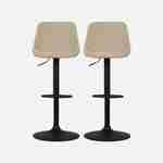  Lote de 2 taburetes de bar regulables - Noah - asiento de chenilla beige - altura regulable 60,5/81,5cm , reposapiés Photo5
